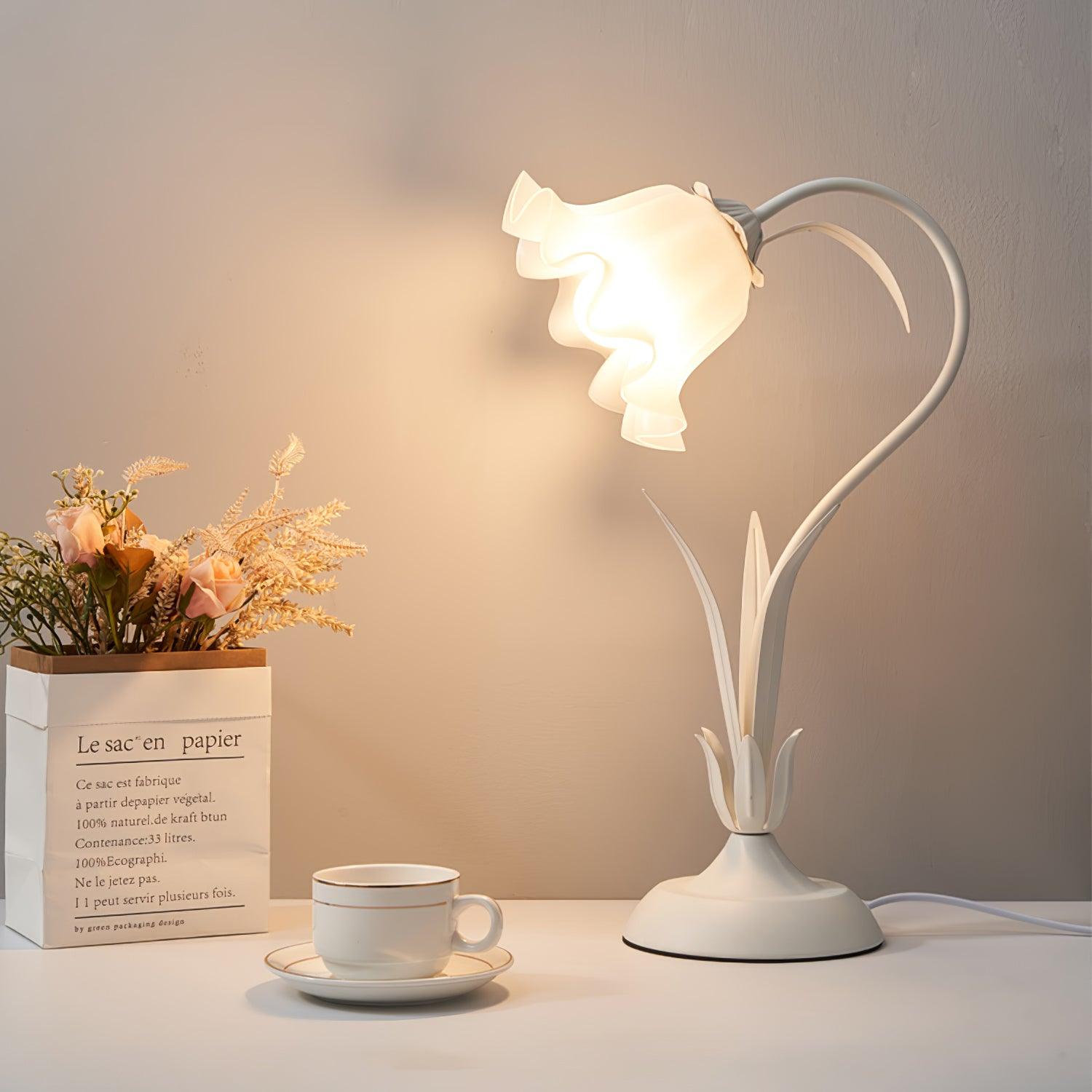 Lily of the Valley Table Lamp - Elegant Floral Bedside Lighting for Bedroom, Living Room & Office Decor - Perfect for Reading, Relaxing & Creating Cozy Ambience
