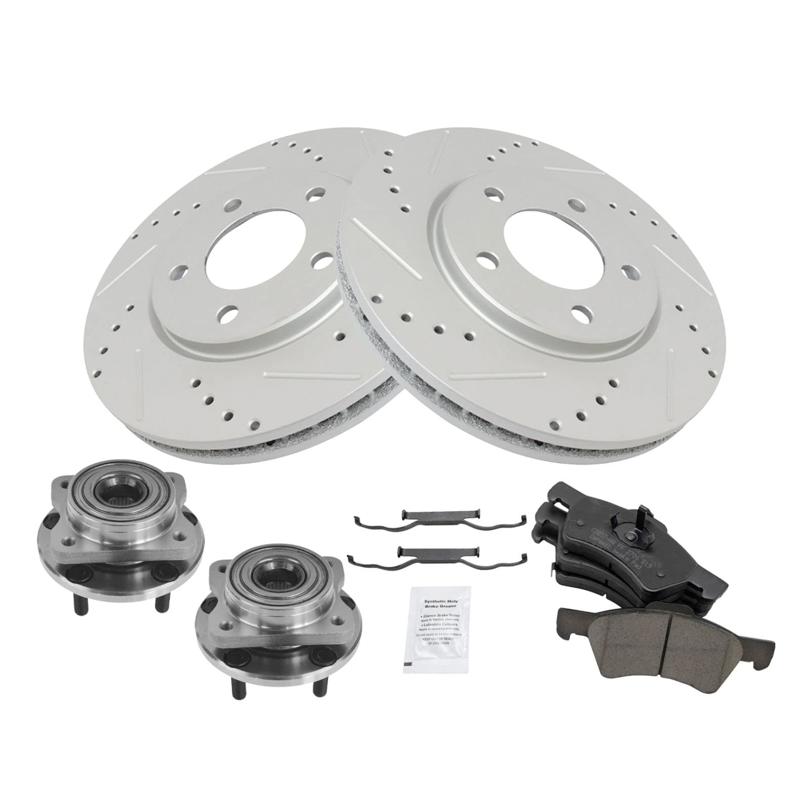 High-Performance Ceramic Brake Pads & Rotors Front Wheel Hub Kit for Dodge Caravan - Smooth Stopping Power for City Driving & Highway Commutes