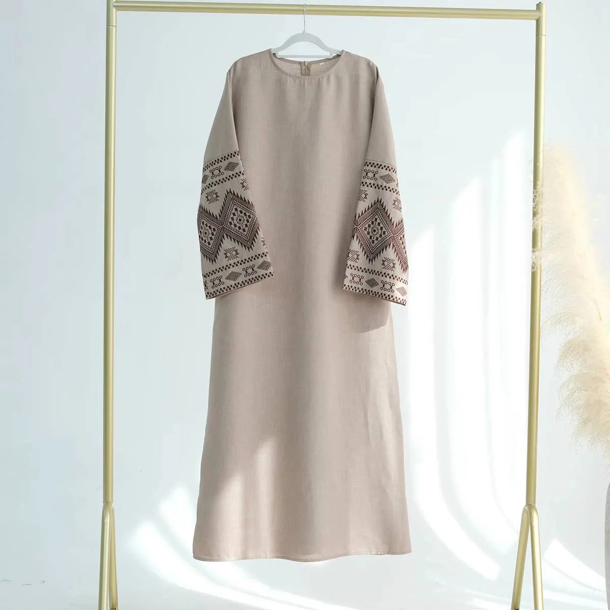 Elegant Embroidered Cuff Abaya Dress #24901 - Modest Islamic Clothing for Women - Perfect for Prayer, Eid, and Special Occasions