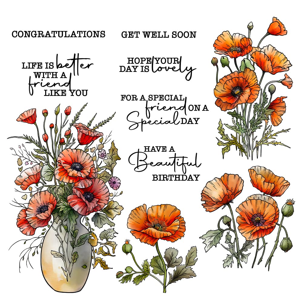 Spring Summer Floral Clear Stamps & Metal Dies Set for Card Making, Scrapbooking, DIY Crafts - Perfect for Greeting Cards, Invitations, and Home Decor Projects