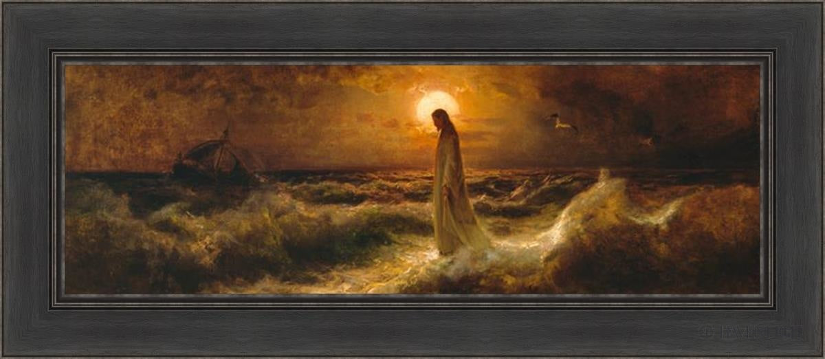Christ Walking On The Water - Religious Wall Art Decor for Home, Church & Office - Inspirational Christian Painting for Faith-Based Interiors