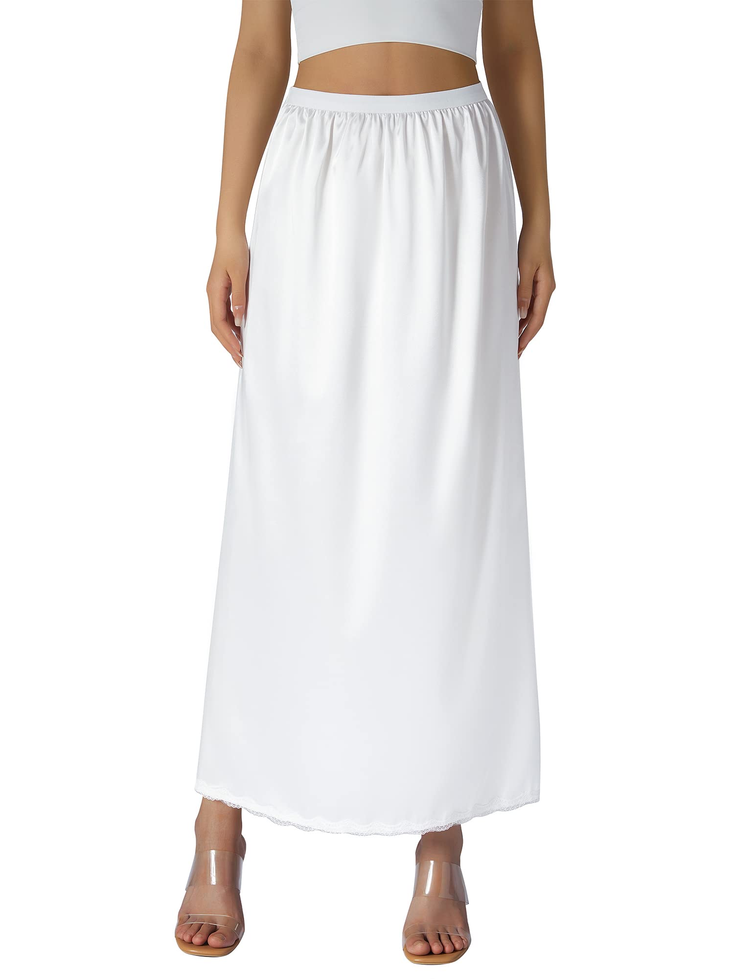 SSPalu Women's Half Slips - Long Underskirt for Dresses with Floral Lace Trim | Perfect for Formal Wear, Church, Weddings & Everyday Elegance