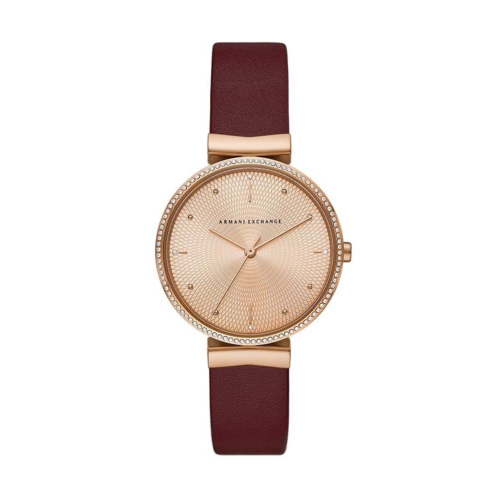 Armani Exchange Women's Leather Strap Watch - Fashion Quartz Analog Wristwatch with Date Window, Water Resistant, Perfect for Work, Casual & Special Occasions