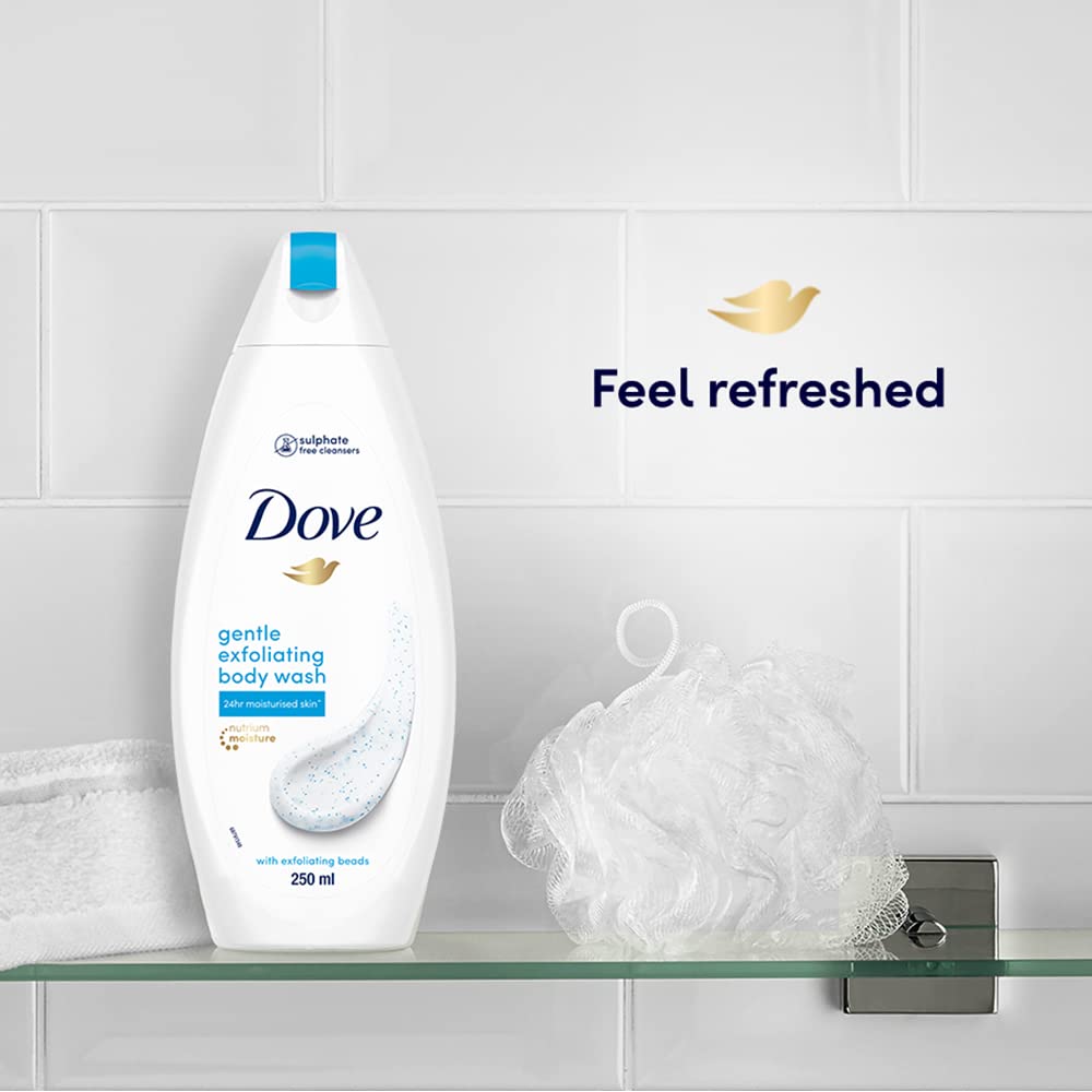 Dove Gentle Exfoliating Nourishing Body Wash for All Skin Types - Mild Cleanser Moisturizes & Balances pH - 8.4 fl oz (250ml) - Perfect for Daily Shower & Sensitive Skin Care Routine