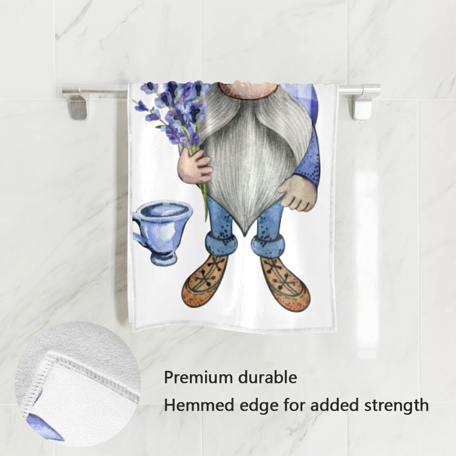 ALAZA Lavender Gnome Hand Towels - Ultra Soft & Highly Absorbent Bathroom Towels (30x15 Inch) for Face, Gym, Spa - Decorative Guest Towels for Home, Hotel & Gifts