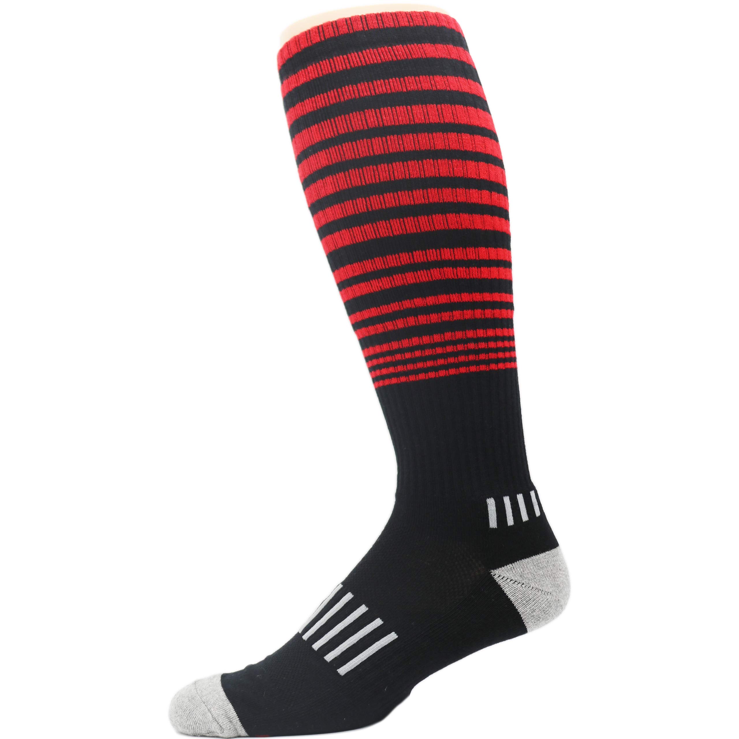 Premium Deadlift Knee-High Socks - Black with Red & Gray Design - High Performance Gym Socks for Weightlifting, CrossFit & Powerlifting Workouts
