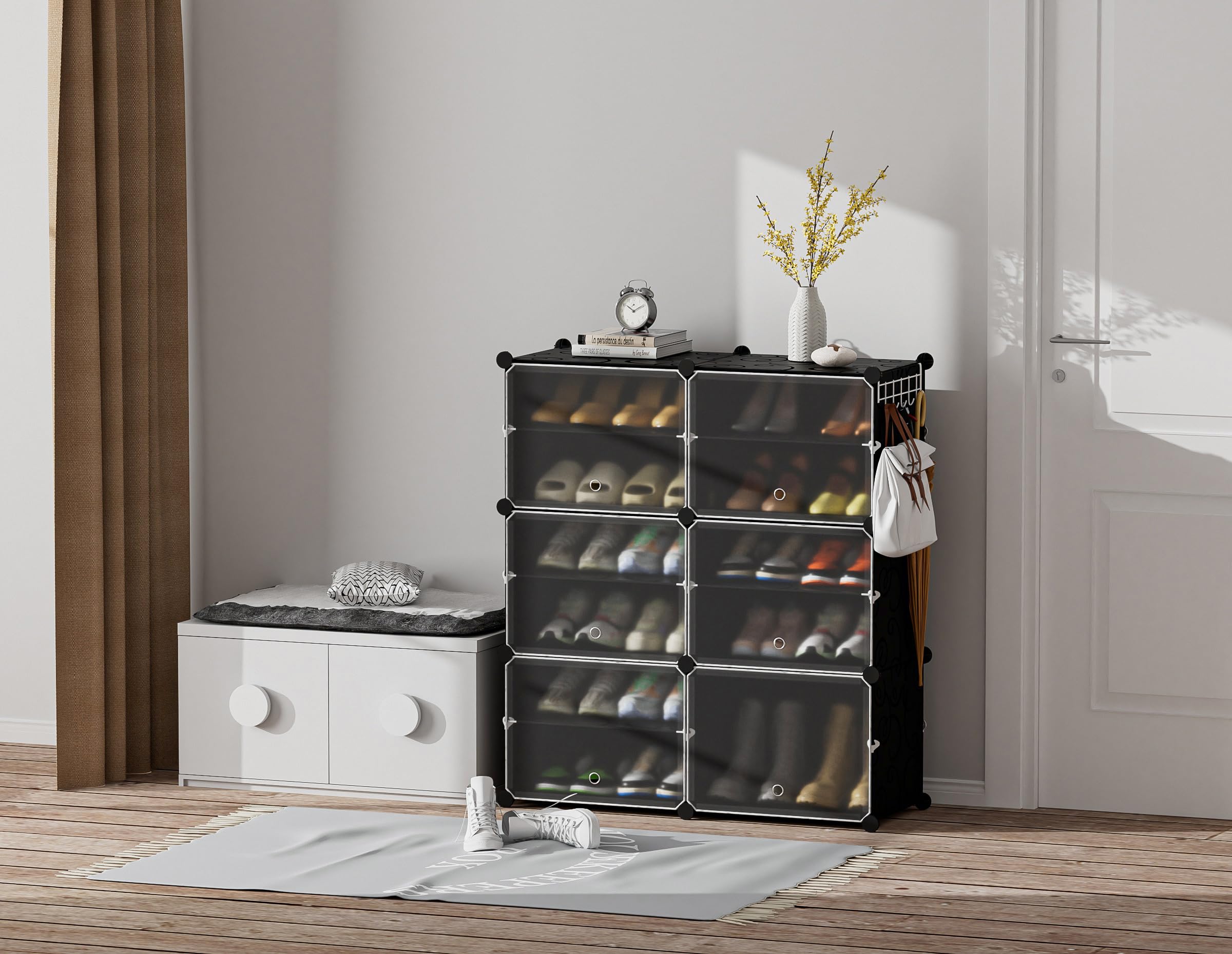 HOMIDEC 6-Tier Shoe Rack Organizer - 24 Pair Plastic Shoe Storage Cabinet for Closet, Hallway, Bedroom & Entryway - Space Saving Solution for Shoe Lovers & Home Organization
