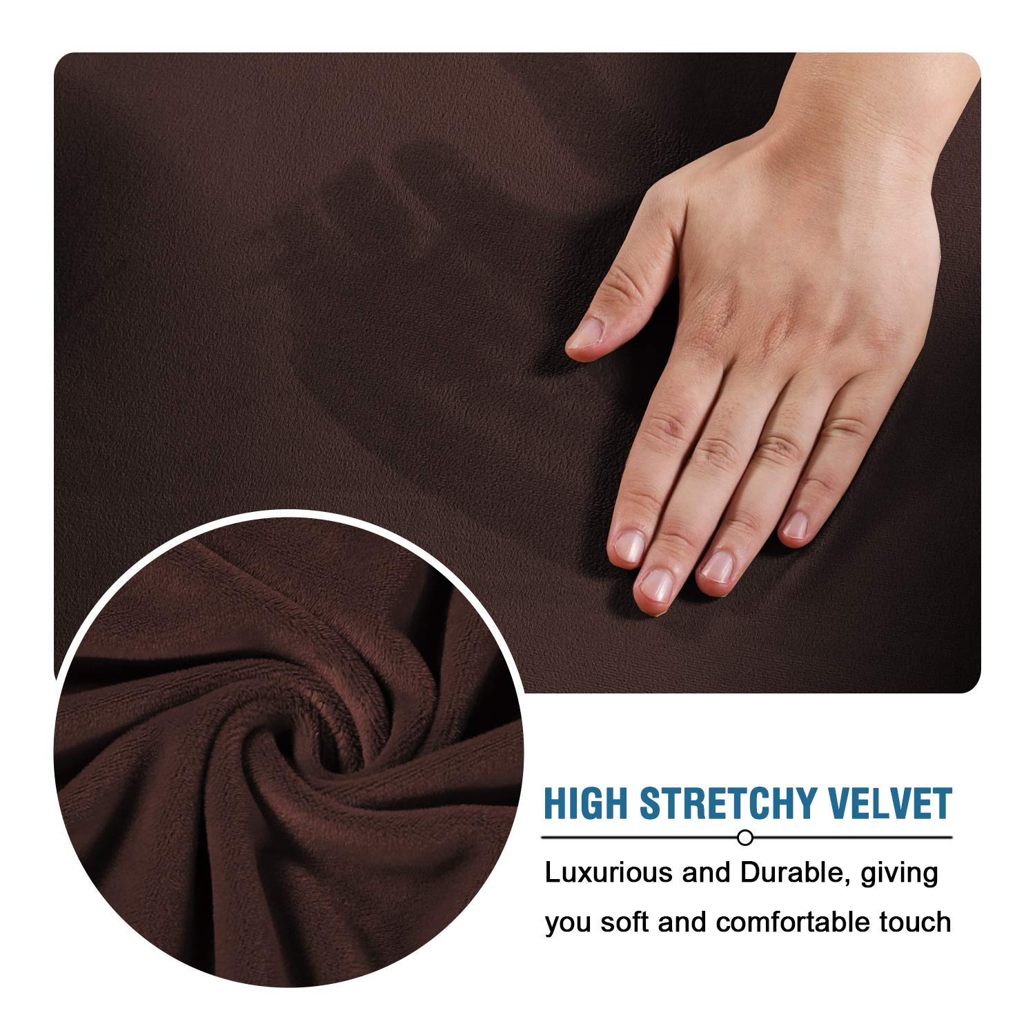 H.VERSAILTEX 4-Piece Velvet Plush Sofa Slipcover Set with 3-Piece Loveseat Cover - Soft Stretch Furniture Protector in Brown | Perfect for Living Room, Bedroom & Home Decor