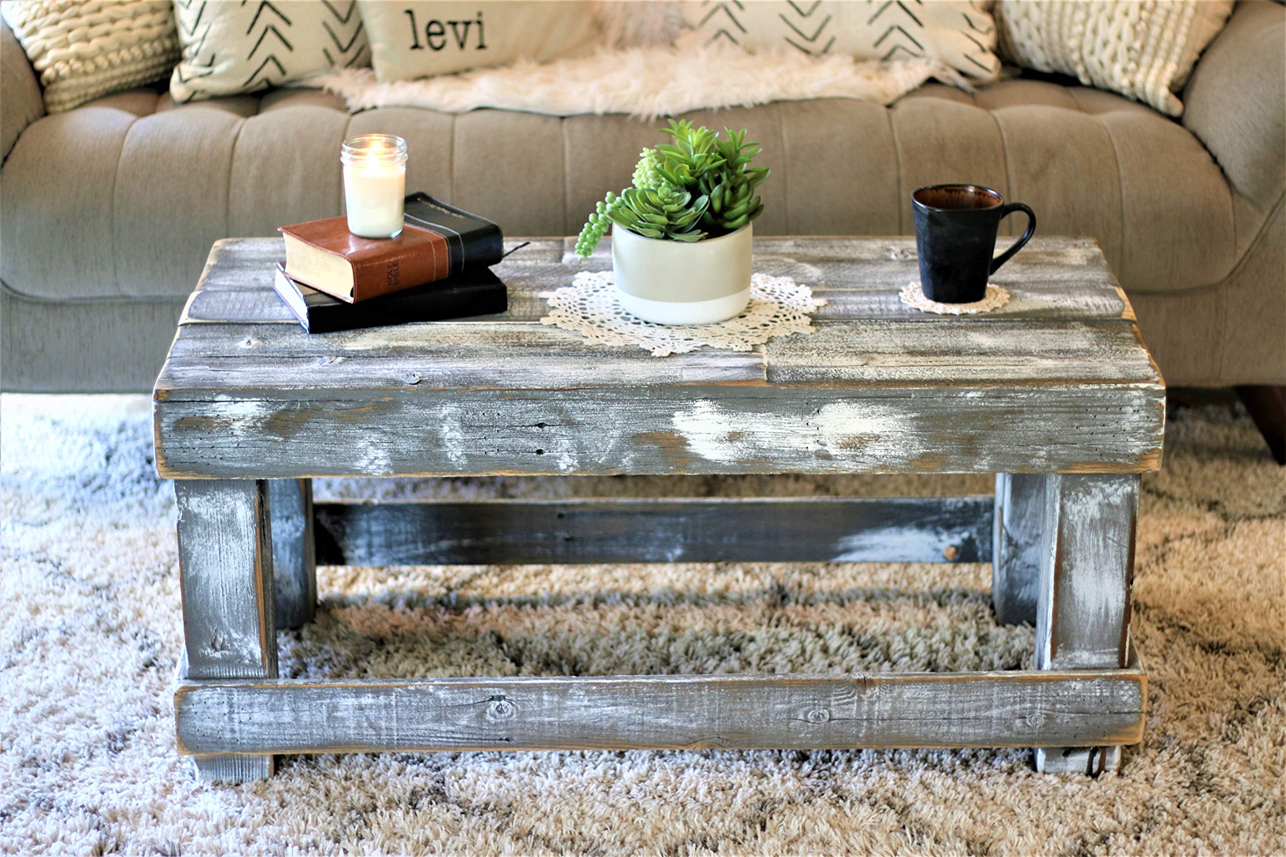 Modern Gray Coffee Table - Solid Wood Living Room Furniture for Home Decor | Perfect for Small Spaces, Apartments & Cozy Living Rooms