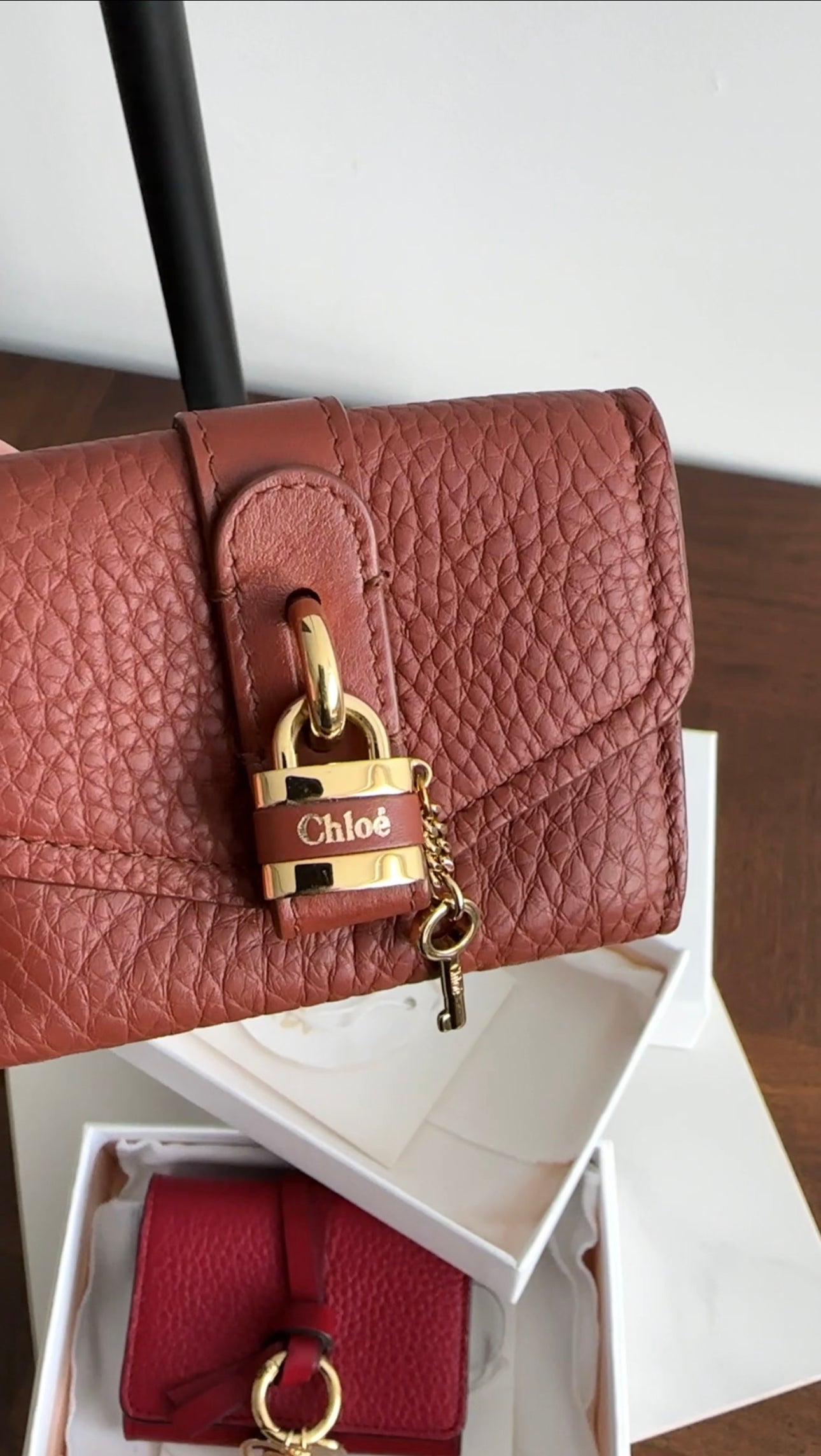 Chloe Small Brown Leather Paddington Padlock Wallet - Stylish Crossbody Wallet for Women, Perfect for Everyday Use, Travel & Shopping