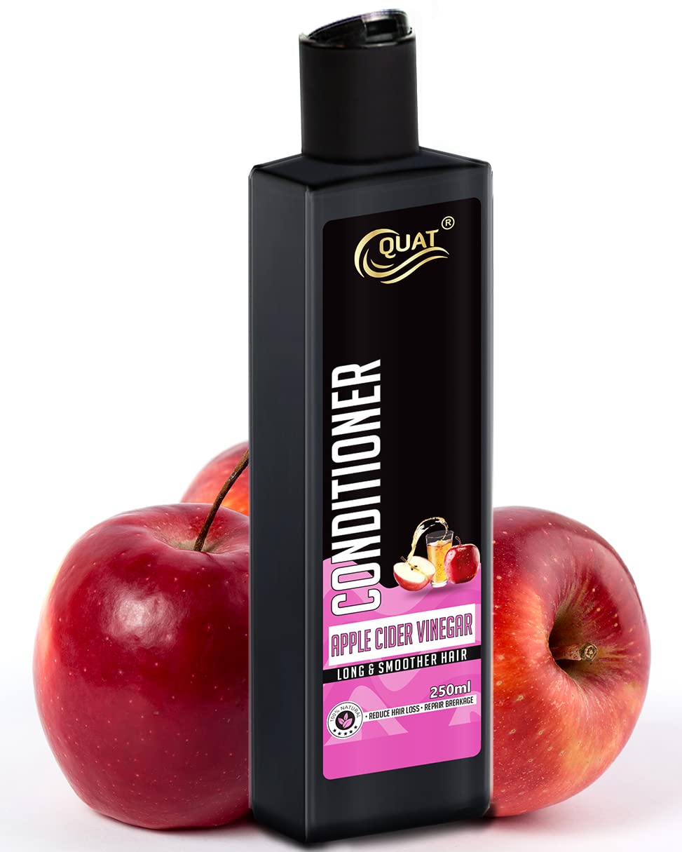 QUAT Apple Cider Vinegar Hair Conditioner - Nourishing & Repairing Treatment for Long, Damaged Hair - Adds Shine & Revitalizes Lifeless Hair (250ml) - Perfect for Daily Hair Care & Salon-Quality Results at Home