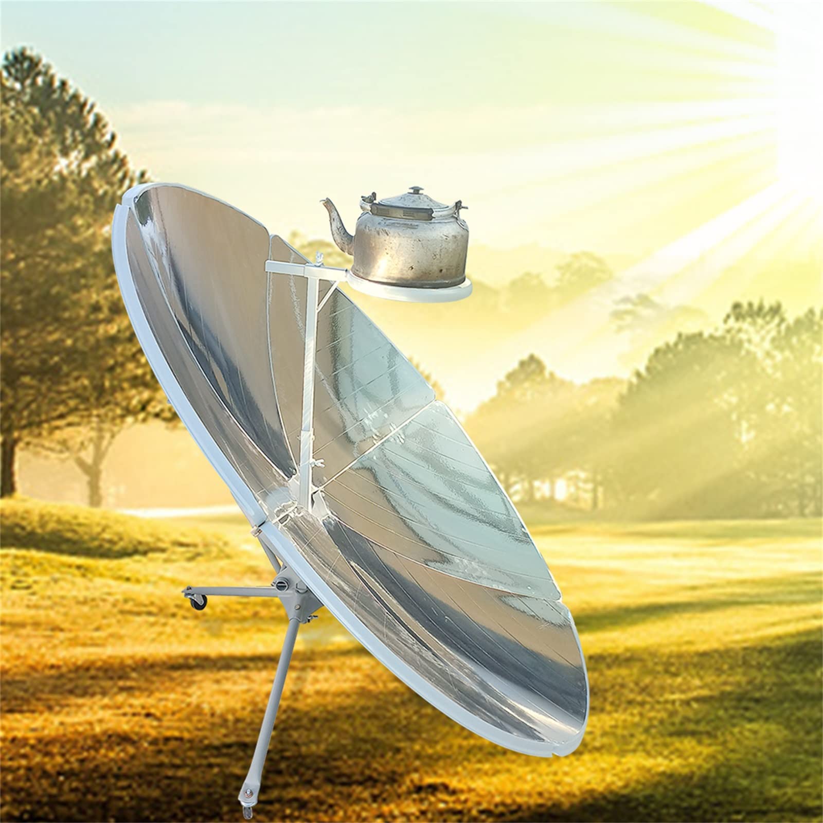 59-Inch Parabolic Solar Cooker - Portable Outdoor Camping Sun Oven with 800-1000°C High Temperature for BBQ, Cooking & Survival - Perfect for Backpacking, Emergency Preparedness & Off-Grid Living