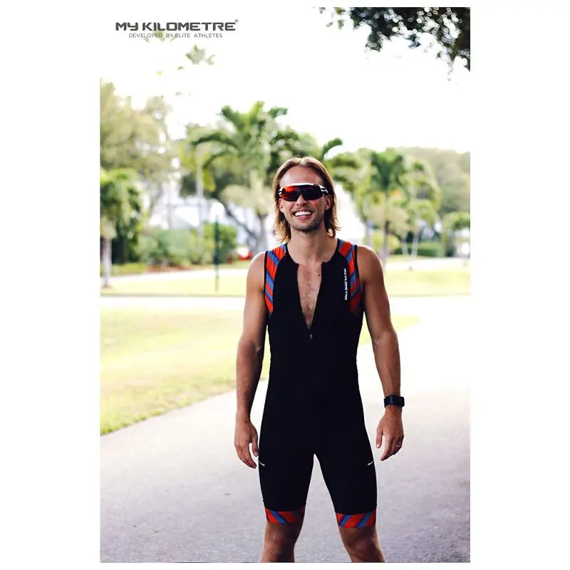 Men's Triathlon Suit Sleeveless - Triathlon Race Suit for Swim Bike Run | Lightweight Quick-Dry Skinsuit for Competitive Training & Ironman Events