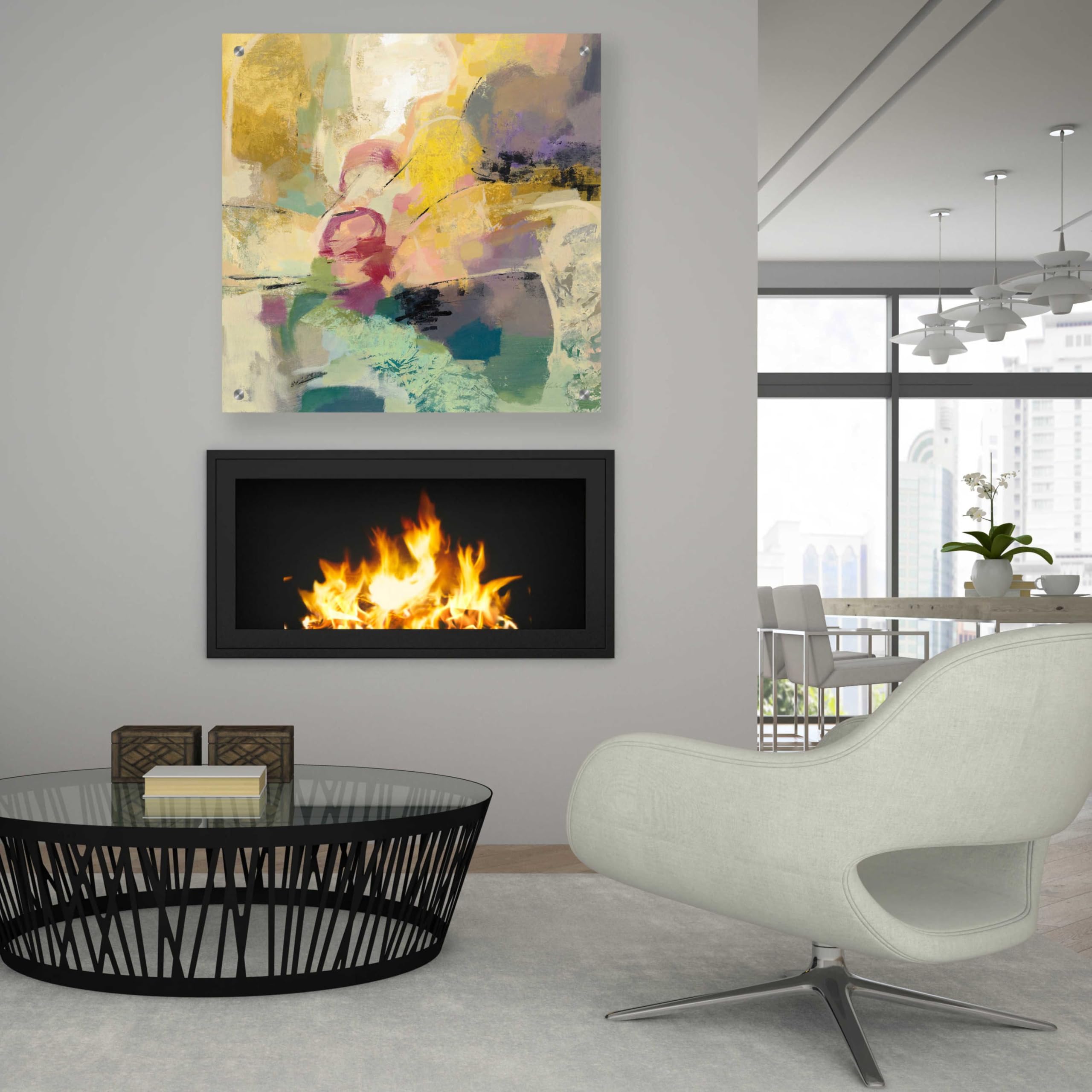 Mid Mod Mood Acrylic Glass Wall Art by Silvia Vassileva - 36x36 Inches Modern Abstract Painting for Living Room, Bedroom & Office Decor