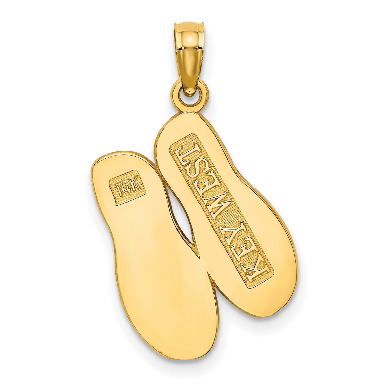 14k Yellow Gold Florida Flip Flop Sandals Charm Pendant - Beach Vacation Jewelry for Toe Rings, Anklets & Summer Accessories