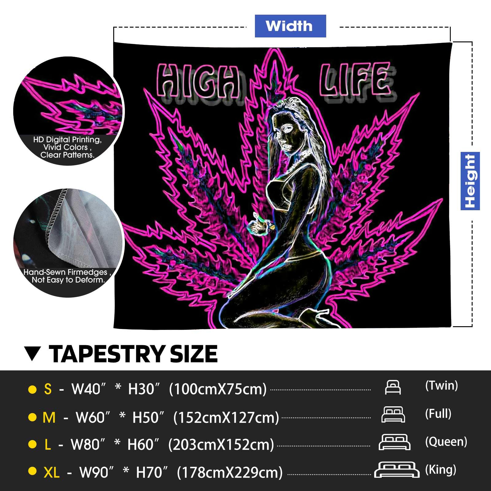 ADDWel Blacklight Tapestry - UV Reactive Glow in The Dark Wall Hanging for Bedroom, Dorm & Living Room Decor - Perfect for Party Backdrops, Rave Decorations and Psychedelic Room Themes