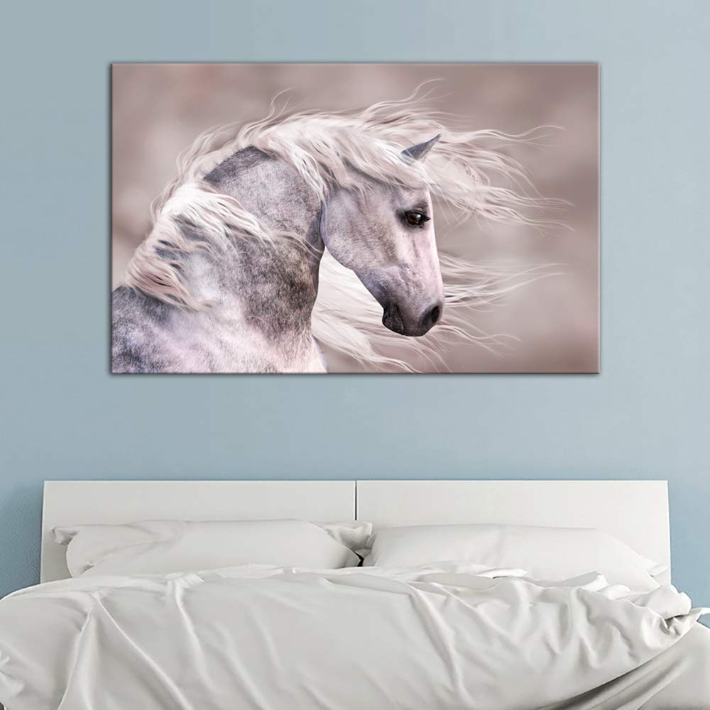 AMEMNY White Horse Head Wildlife Art Print - Modern Animal Painting for Wall Decor | Perfect for Living Room, Bedroom & Office