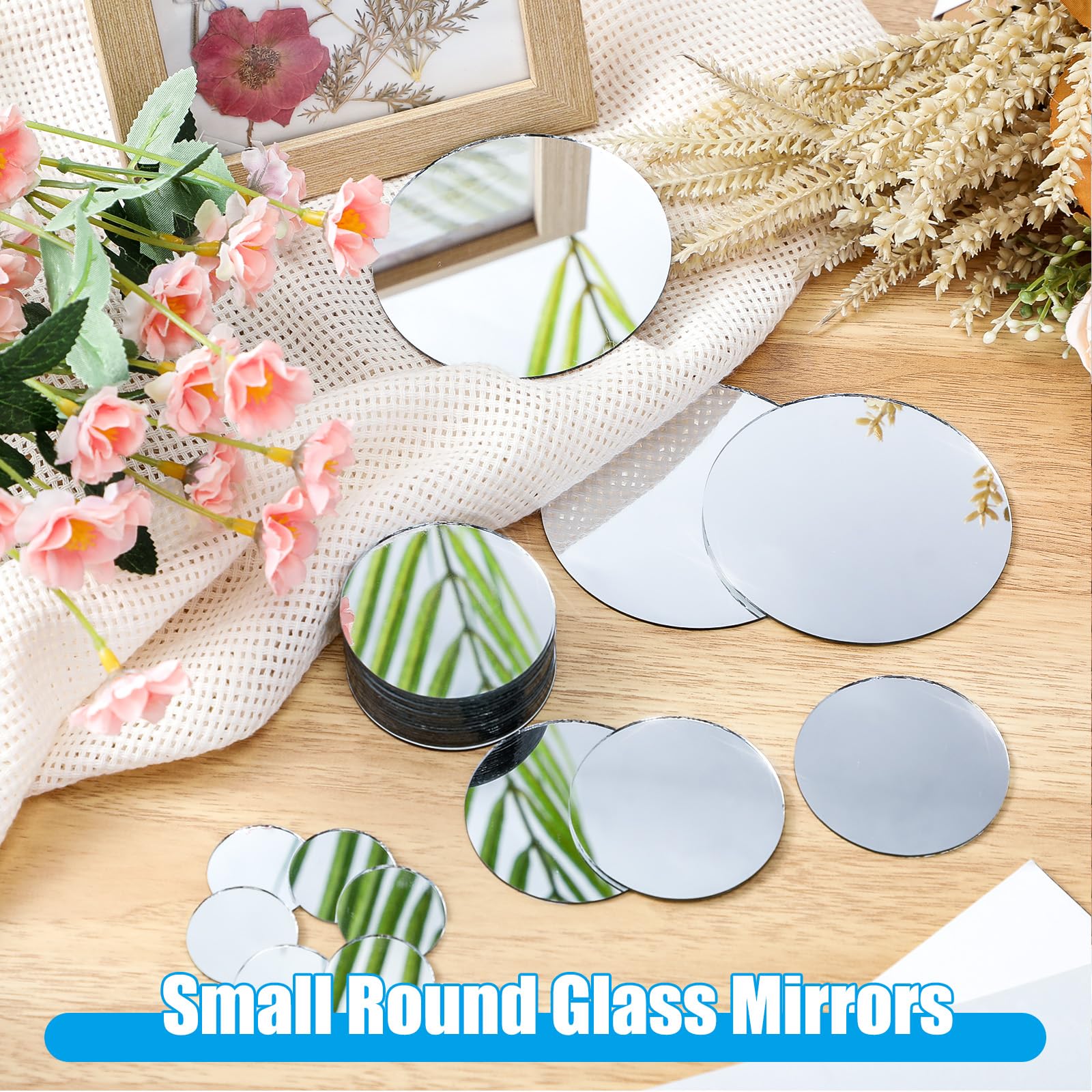 Kigley 200 Pcs Small Round Mirror Tiles for Crafts - Mosaic DIY Project Supplies in 3 Sizes (0.98