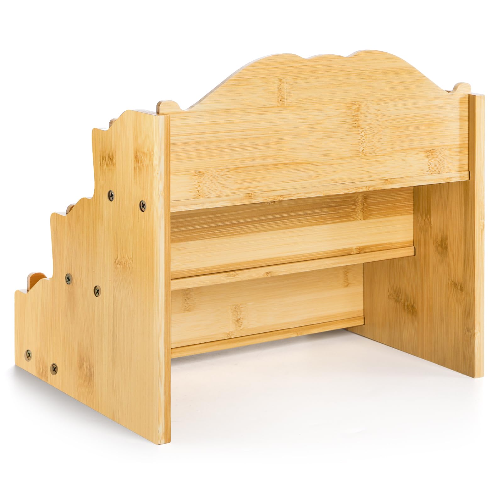 3-Tier Bamboo Greeting Card Display Stand - Elegant Card Holder for Postcards, Stickers & Brochures | Perfect for Craft Shows, Retail Counters, Bookstores & Vendor Booths | Durable & Eco-Friendly Organizer