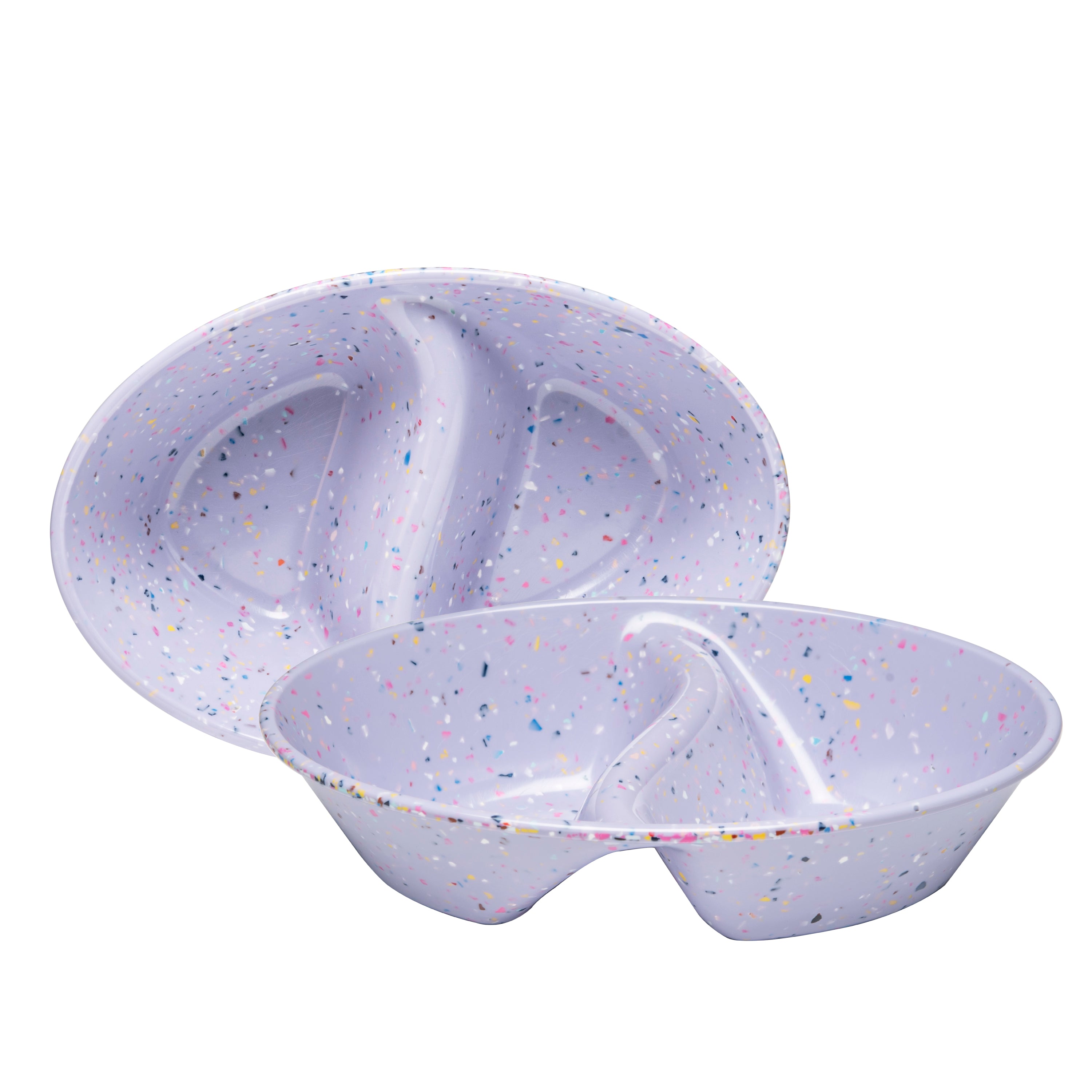 2PC Purple Confetti Divided Serving Dish - Perfect for Party Platters, Appetizers, and Dessert Displays at Events and Gatherings