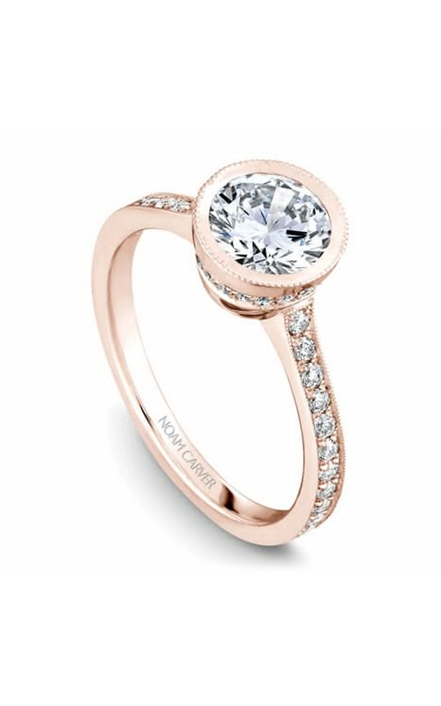 Noam Carver Bezel Engagement Ring B025 02RA - Elegant Solitaire Wedding Band for Women, 14K Gold/Platinum, Perfect Proposal & Anniversary Gift for Her, Ideal for Everyday Wear & Special Occasions