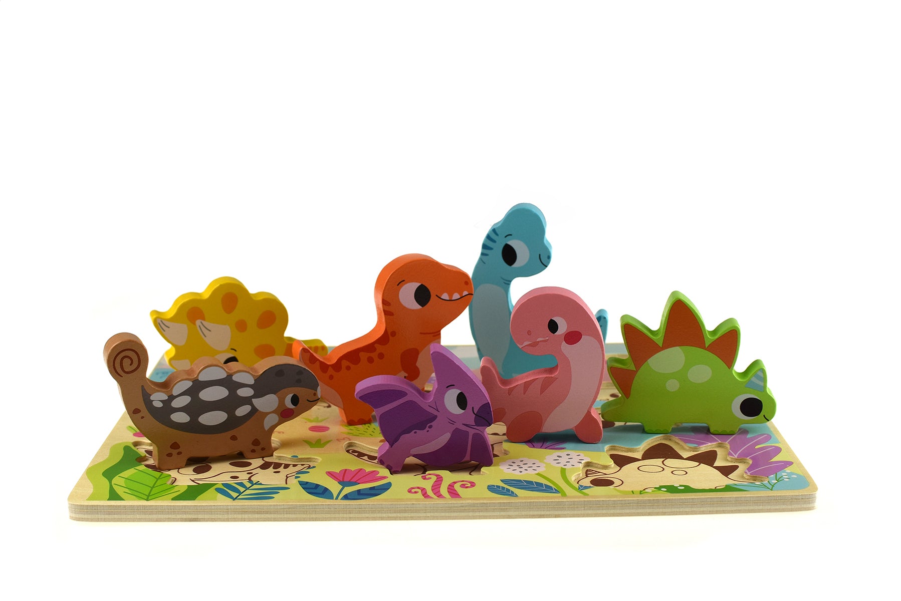 Chunky Wooden Dinosaur Puzzle for Toddlers - Large Wood Animal Jigsaw Toy for Kids Ages 1-3 - Montessori Learning Activity for Preschool Education & Home Playtime