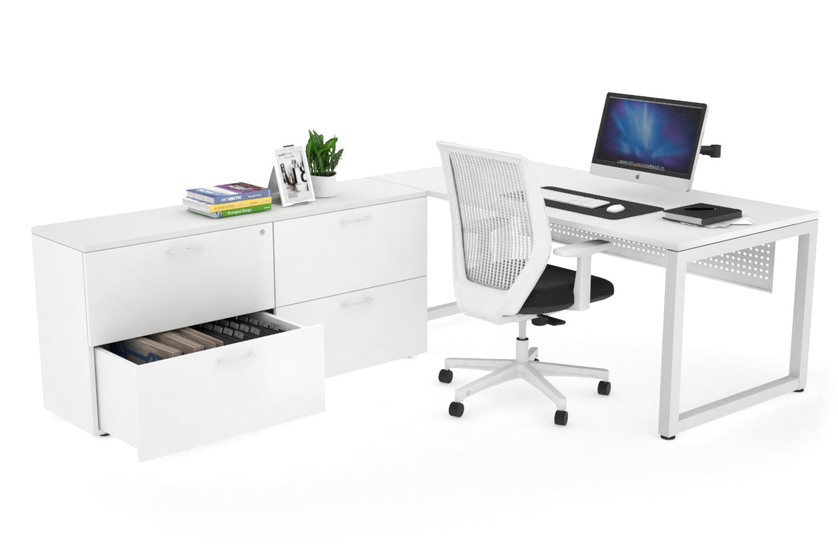 Quadro Loop Executive White Frame Office Chair [1800L x 700W] - Ergonomic Desk Chair for Home & Office Workspace