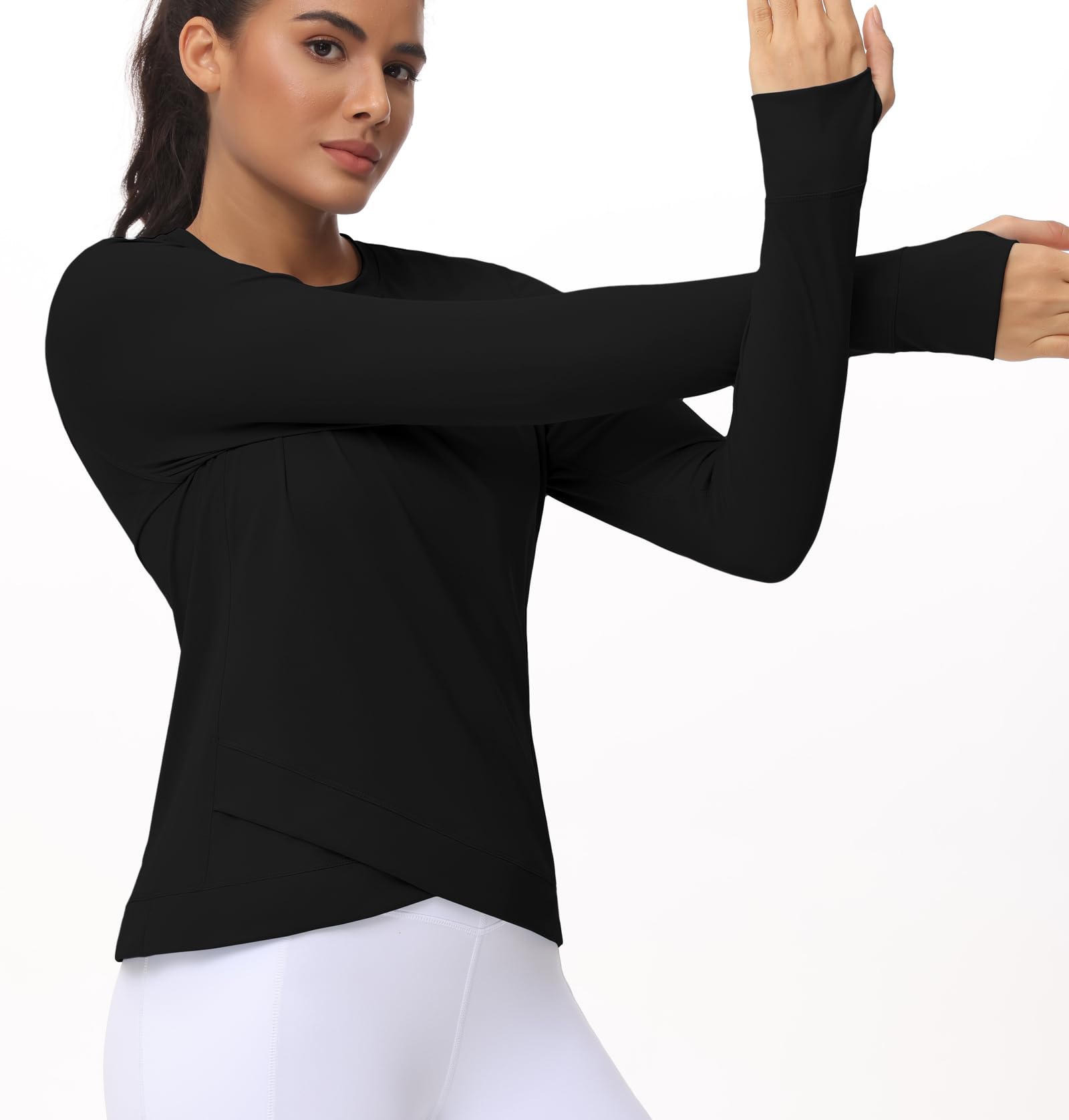 Women's Long Sleeve Compression Workout Shirts - Moisture Wicking Athletic Yoga Tops with Thumb Holes for Running, Gym & Outdoor Activities