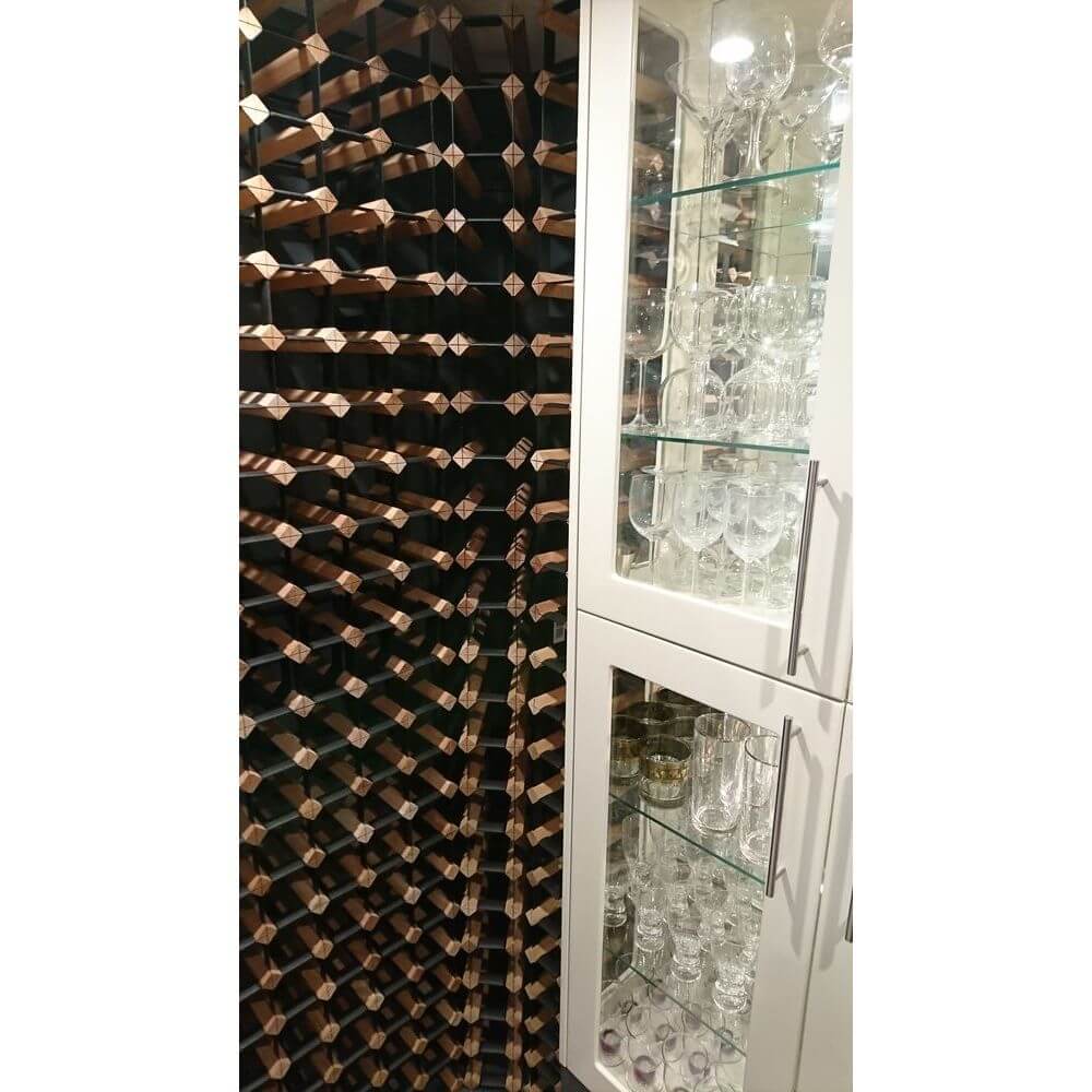 32-Pocket Mahogany Wine Rack for Home Bar - Vino Stack Wine Bottle Organizer for Kitchen, Dining Room & Wine Cellar Storage