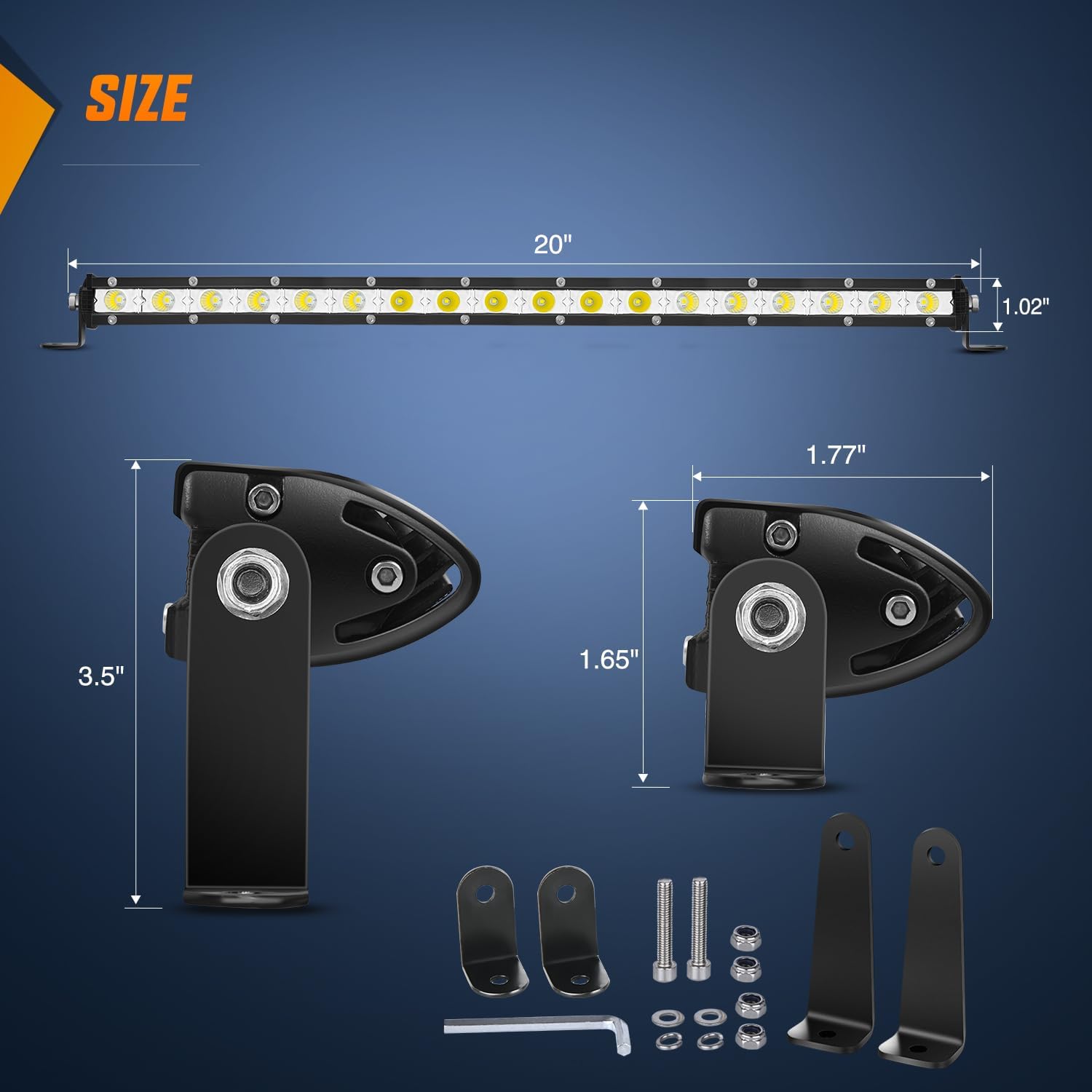 20 Inch 54W 18LED Single Row Ultra Slim Spot Flood Combo LED Light Bar for Off-Road Trucks, ATVs, UTVs & Marine Boats - Waterproof & Durable Lighting Solution