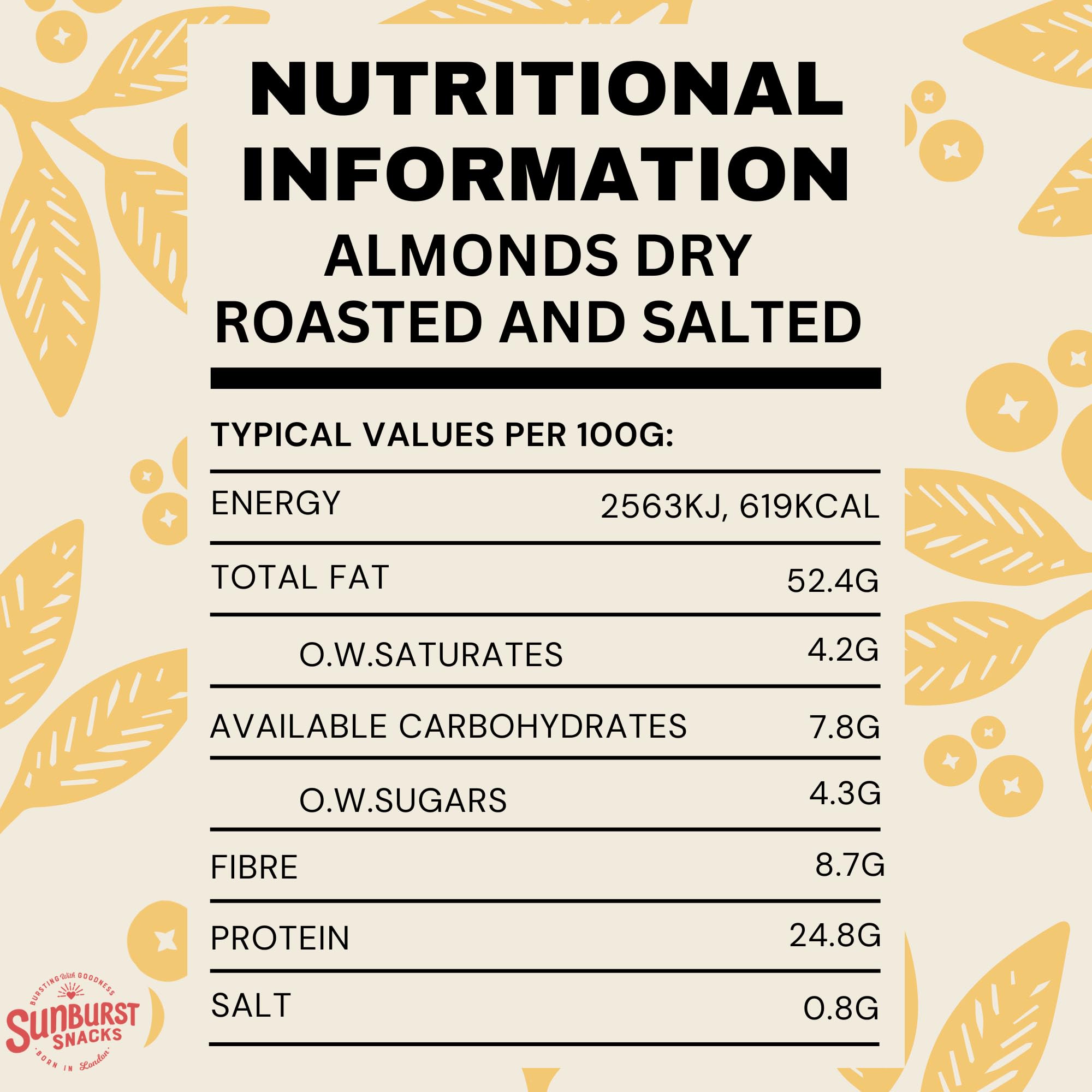 Sunburst Snacks Whole Almonds Dry Roasted & Salted 1kg (35.2 oz) - Healthy Protein Snack for Keto, Paleo Diet - Perfect for Office, Gym & Travel Snacking