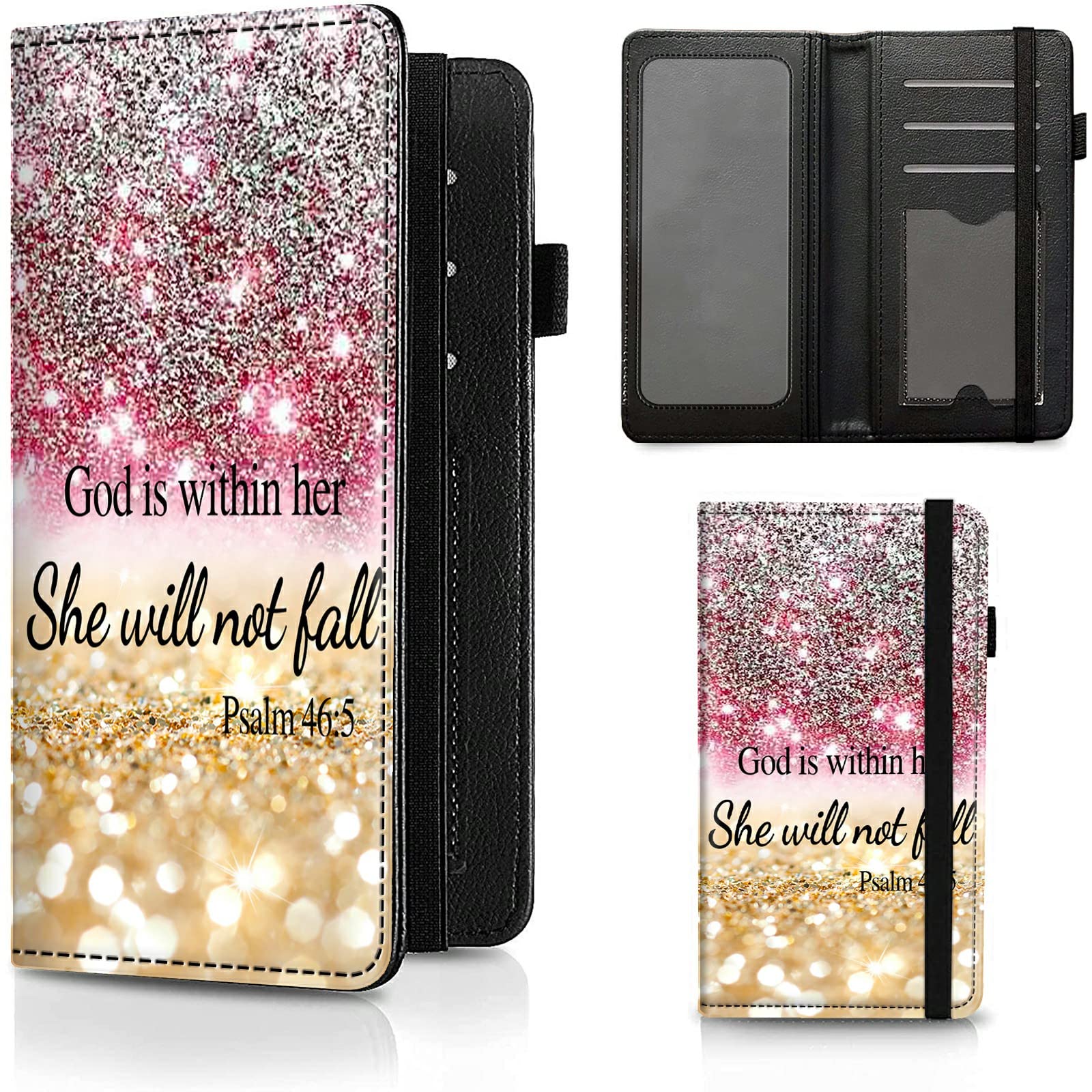 Premium Leather Christian Bible Psalm 46-5 Checkbook Cover with RFID Blocking - Stylish Checkbook Wallet Holder for Men & Women - Perfect for Church, Bible Study & Everyday Use