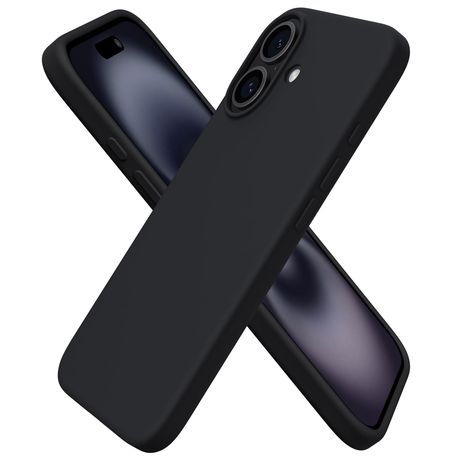 ORNARTO Liquid Silicone Case for iPhone 16 (6.1 Inch) - Ultra Slim & Shockproof Soft Protective Cover - Perfect for Everyday Use, Travel & Outdoor Activities (Black)