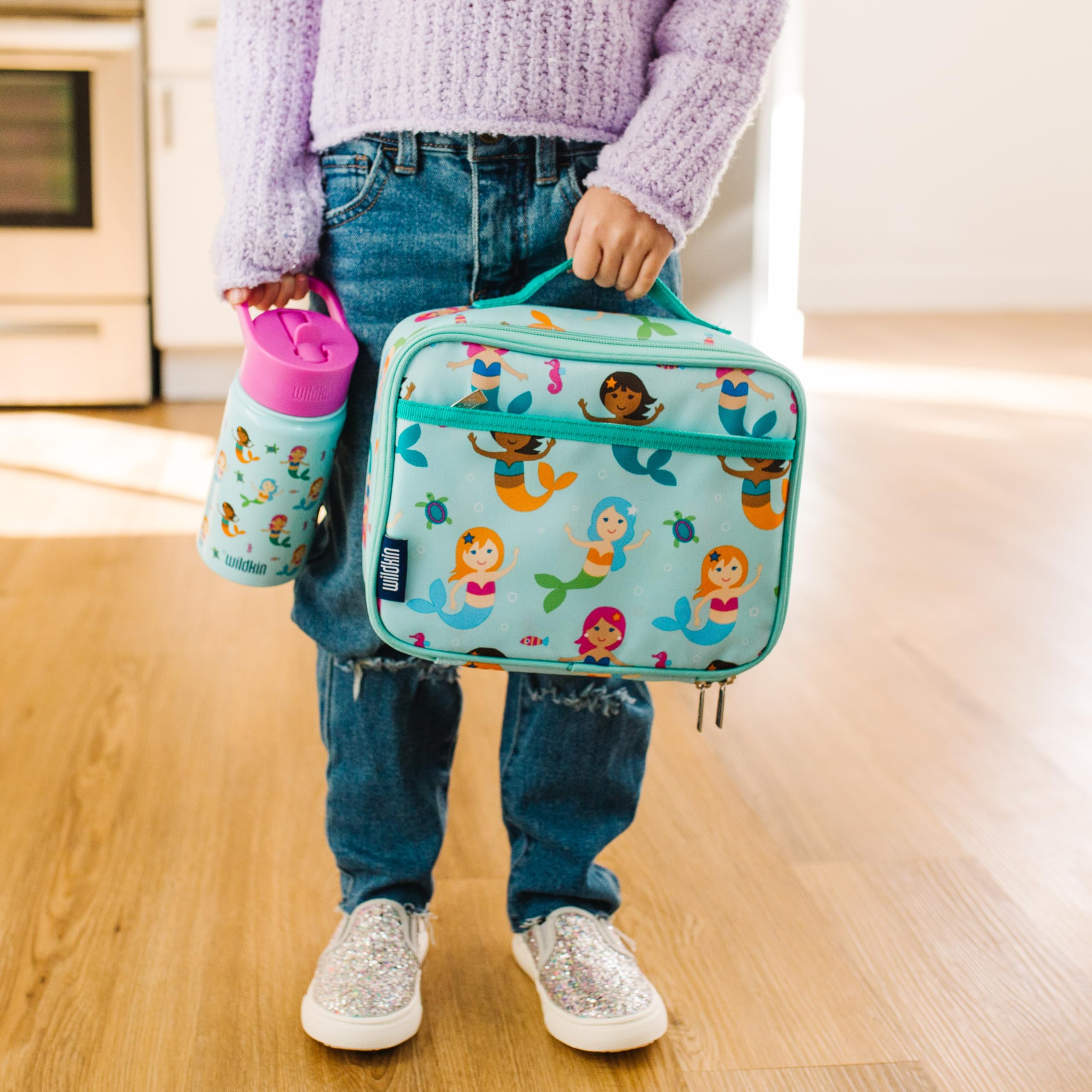 Wildkin Kids Insulated Lunch Box - Leak Proof Reusable Lunch Bag for School, Picnic & Travel - Mermaid Design - Perfect for School Lunches, Beach Trips & Outdoor Adventures