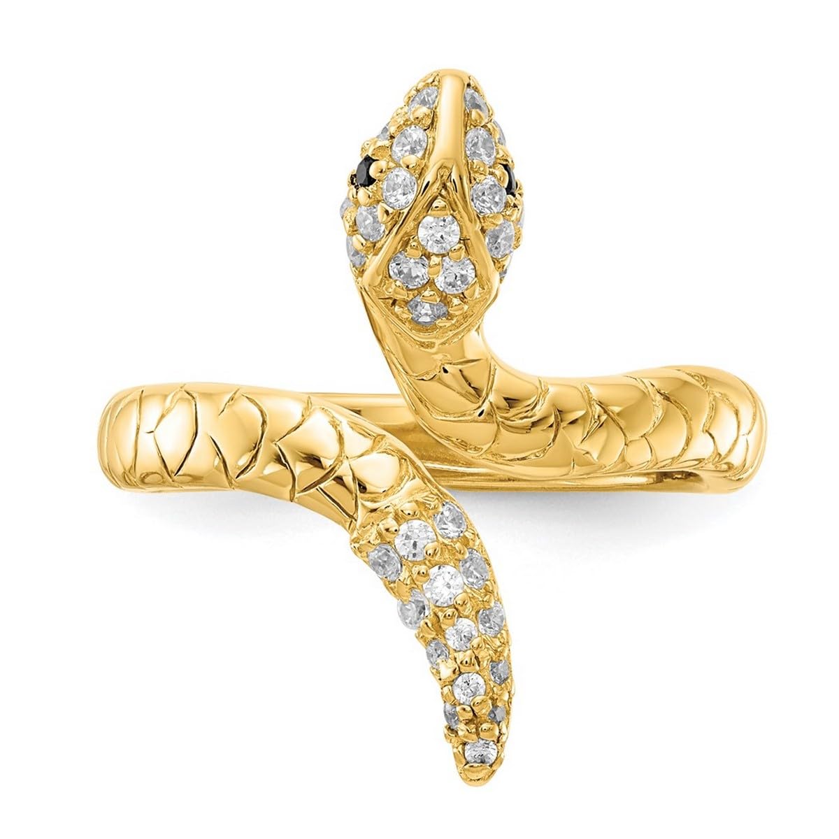 925 Sterling Silver Gold Plated Cubic Zirconia Snake Ring for Women - 19mm Wide - Size 6/7/8 - Elegant Jewelry Gift for Birthday, Anniversary & Special Occasions
