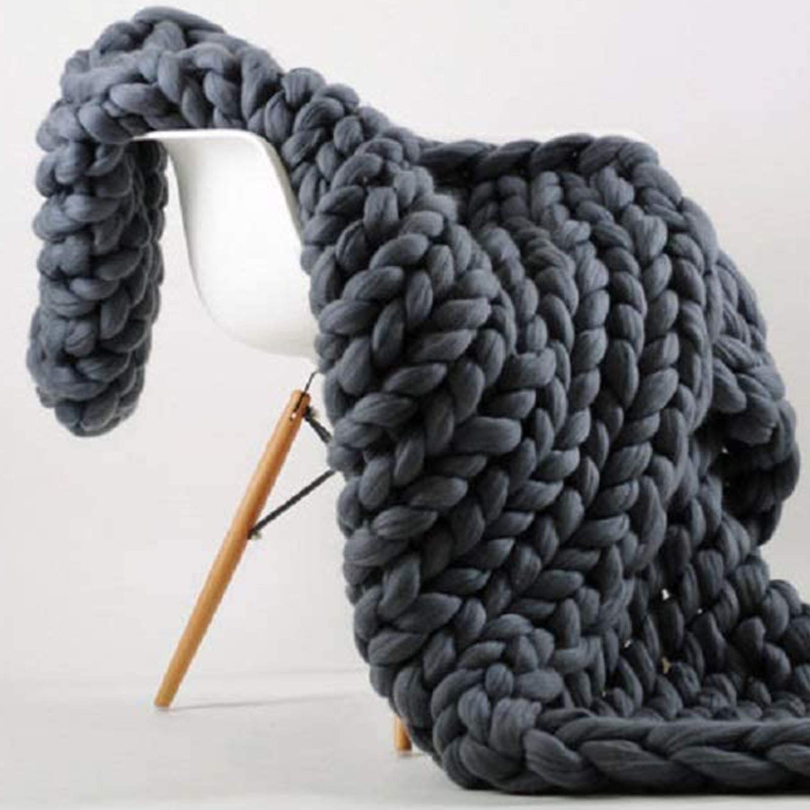 BWBG Handmade Chunky Knit Blanket Dark Grey - 71x80 Inches Oversized Weighted Throw for Sofa, Bed & Couch | Soft Cozy Home Decor for Winter, Living Room & Gift Giving
