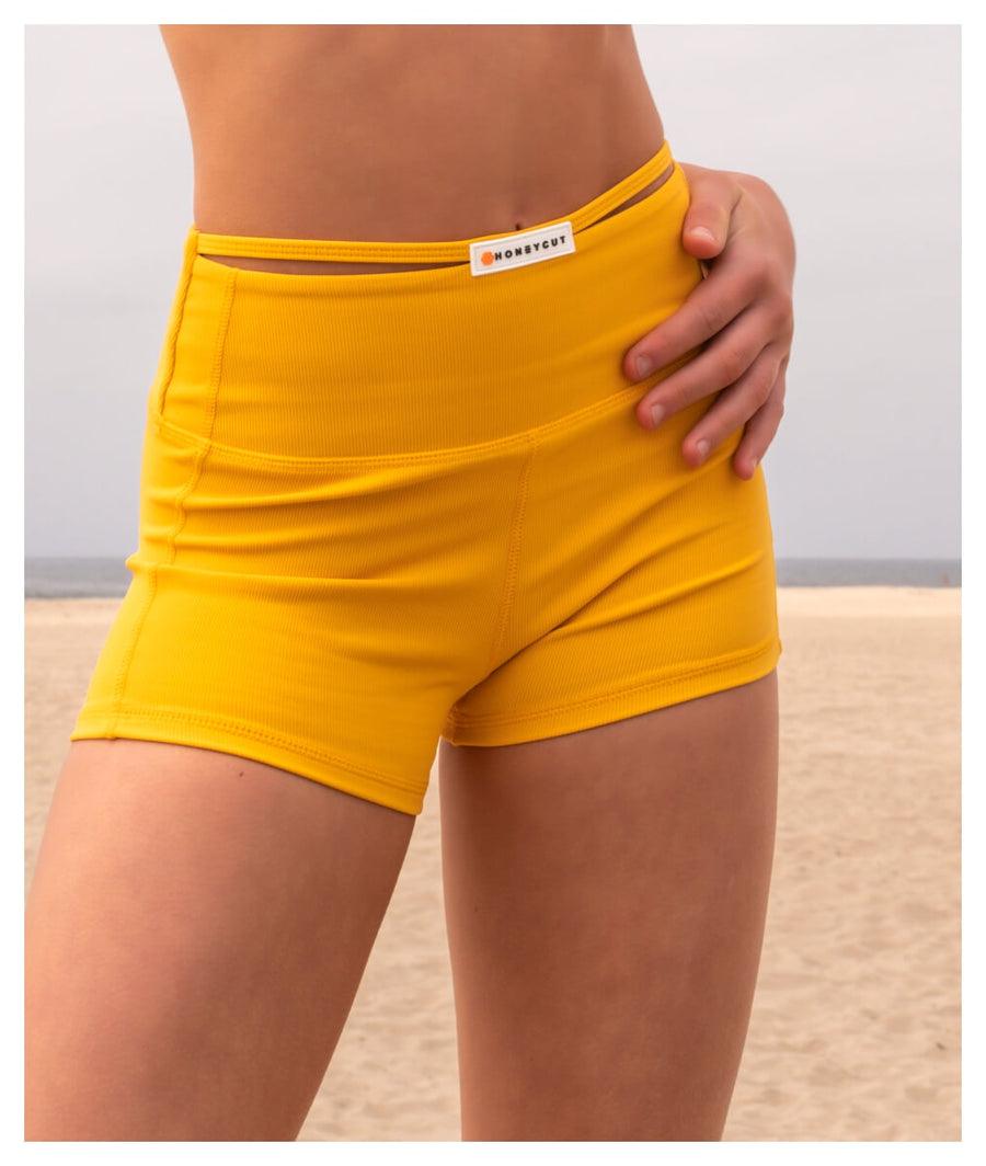Honeycut Vibe Short - Women's High Waisted Yoga Shorts with Pockets, Breathable Workout Running Shorts for Gym, Yoga, Pilates & Lounge Wear