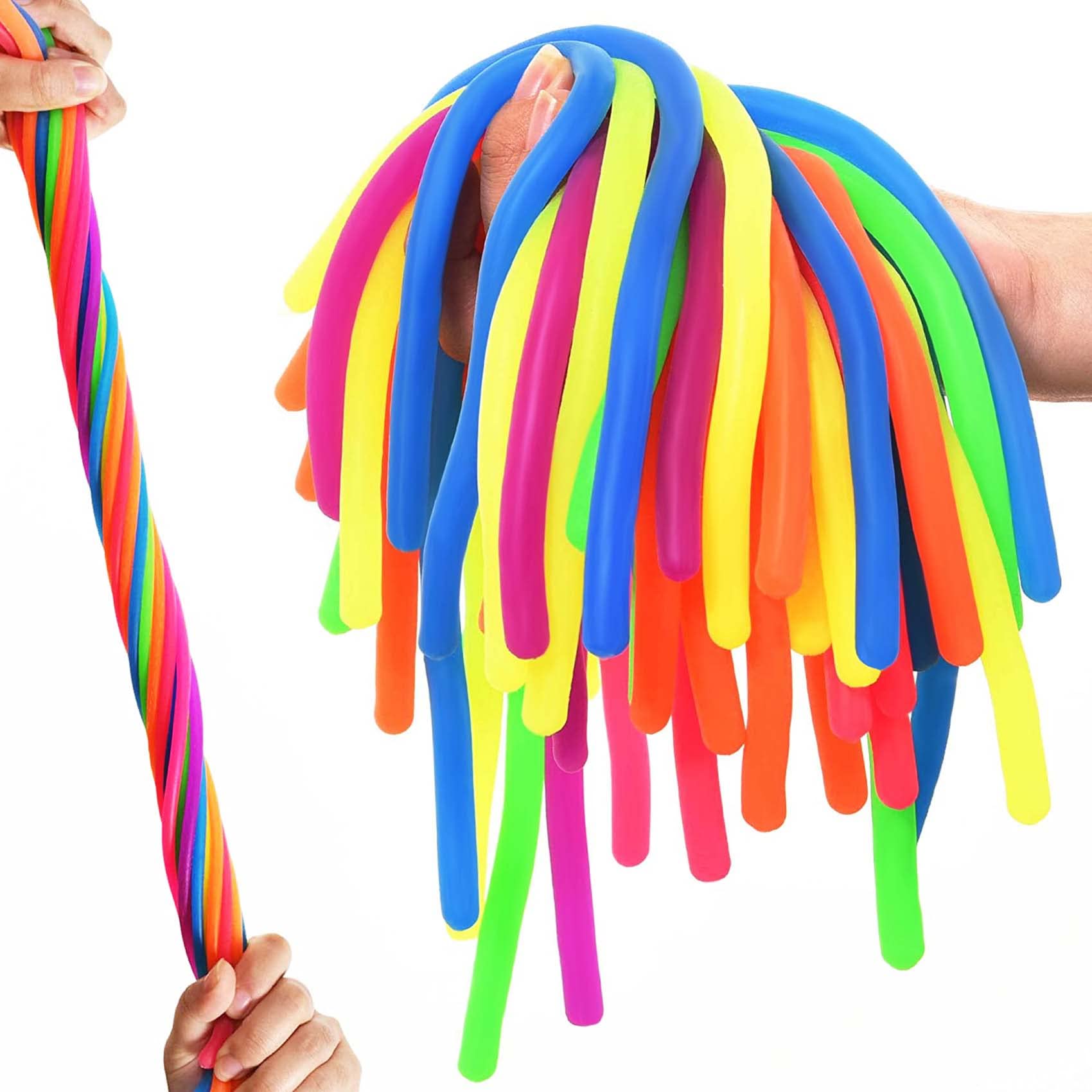 Stretchy String Noodles 30 Pack - Sensory Fidget Toys for Kids, Stress Relief & Focus Tools - Perfect for Classroom Rewards, Birthday Party Favors, Treasure Box Prizes & ADHD Anxiety Relief (Great for School, Home & Travel Use)