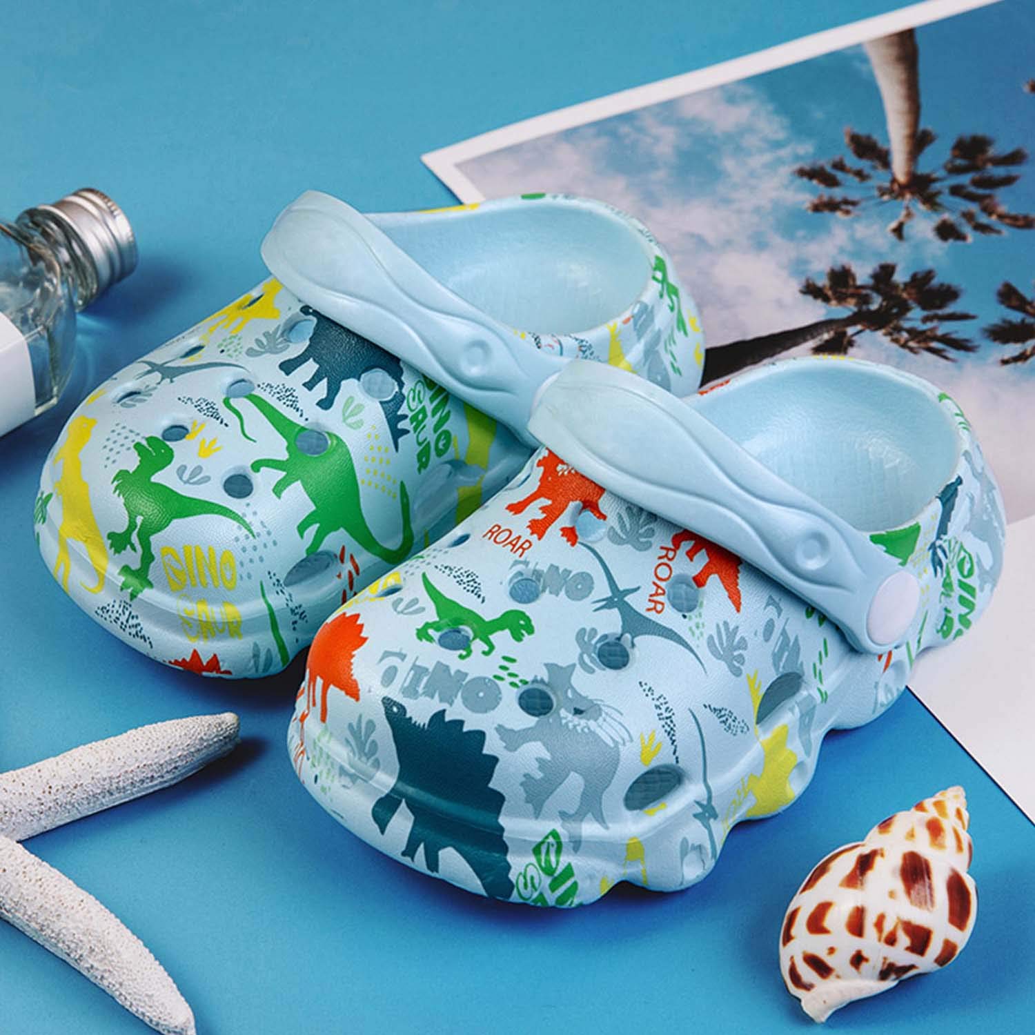 **Kids Garden Clogs Slip-On Shoes for Boys & Girls - Cute Cartoon Waterproof Shower Sandals - Perfect for Pool, Beach, and Outdoor Play**