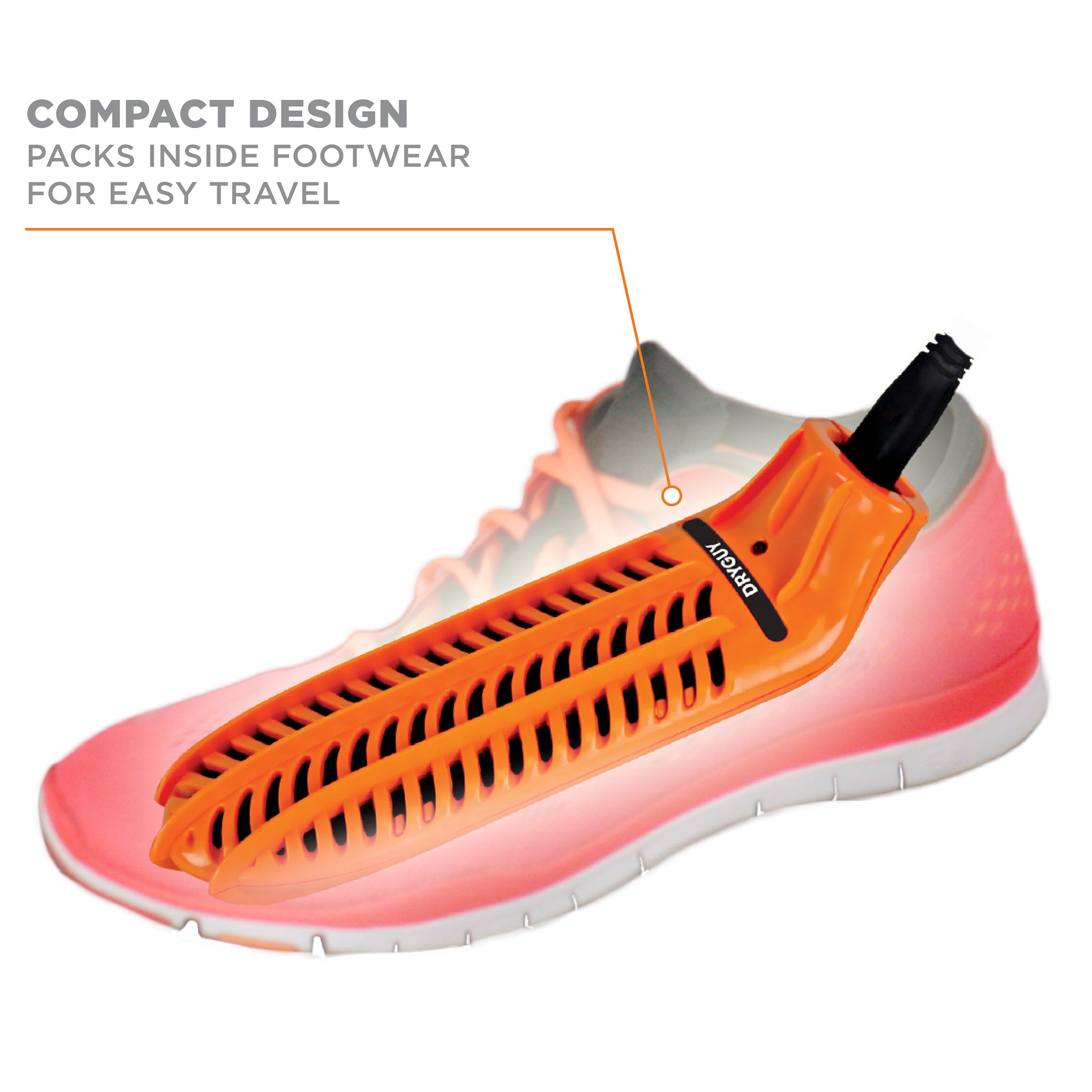 Portable Boot & Shoe Dryer Warmer for Travel - Fast Drying Electric Footwear Dryer with Heating Function (Orange/Black) - Perfect for Hiking, Camping & Winter Sports Gear Maintenance