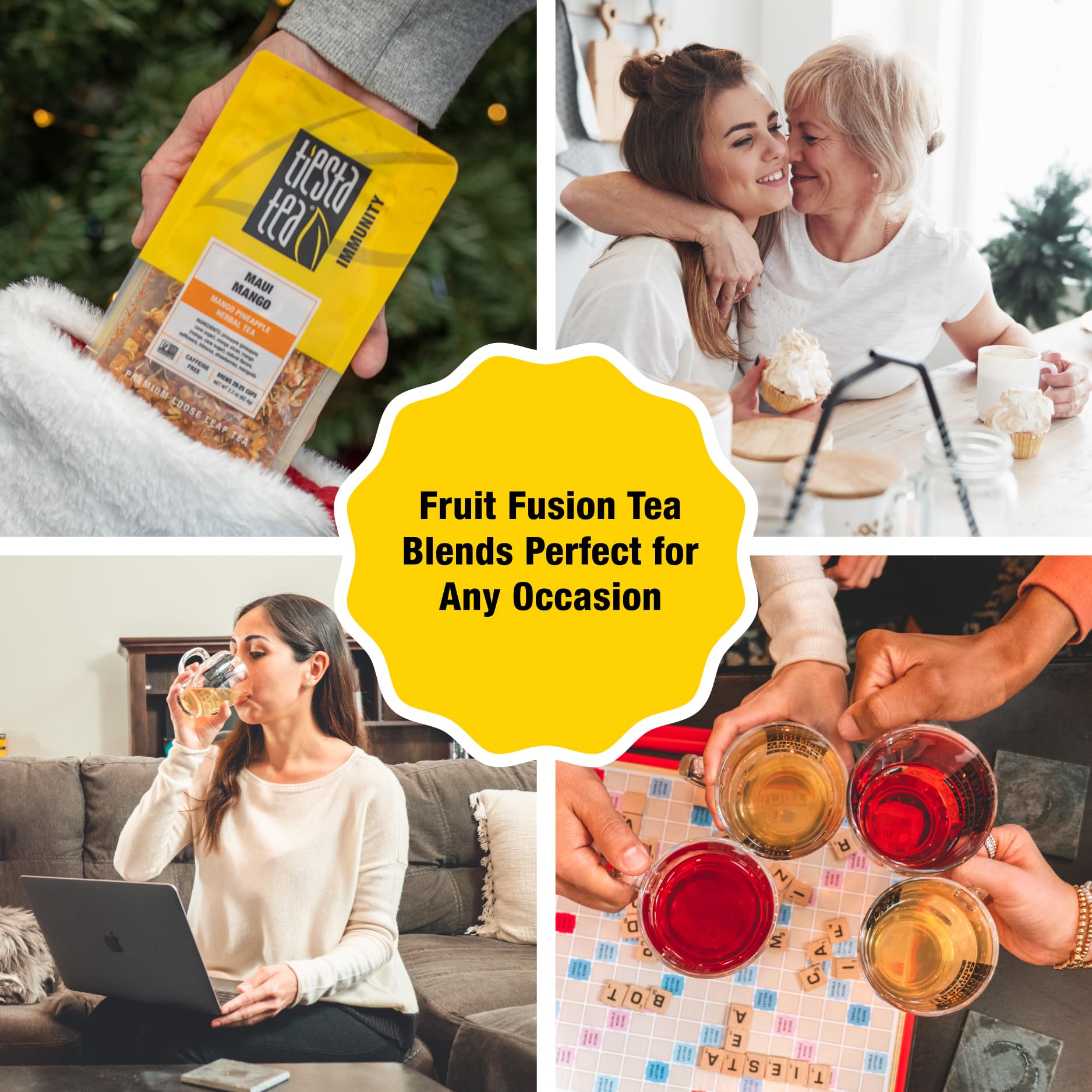 Tiesta Tea - Maui Mango Pineapple Herbal Tea, Caffeine-Free Loose Leaf Fruit Tea Blend, 2.2oz Resealable Pouch - Perfect for Hot Tea, Iced Tea, and Relaxation Moments