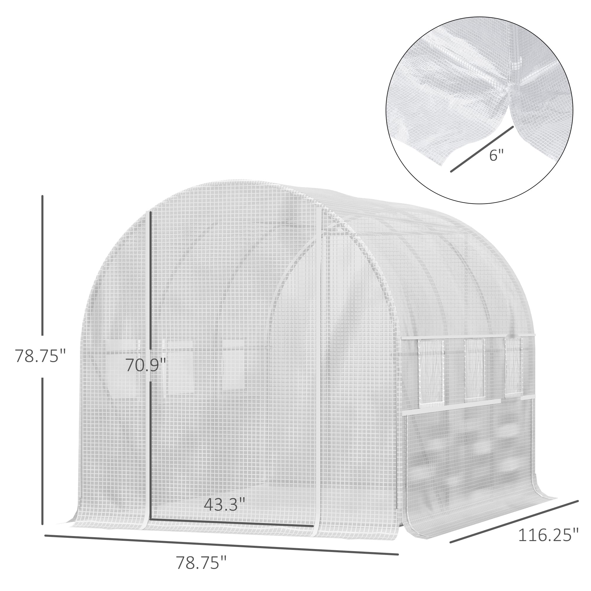 Outsunny 9.7' x 6.5' x 6.5' Walk-in Greenhouse with Anti-Tear PE Cover, Zipper Doors & Mesh Windows - Outdoor Plant Protection for Vegetables, Flowers & Herbs - Perfect for Backyard Gardening & All-Season Plant Growing