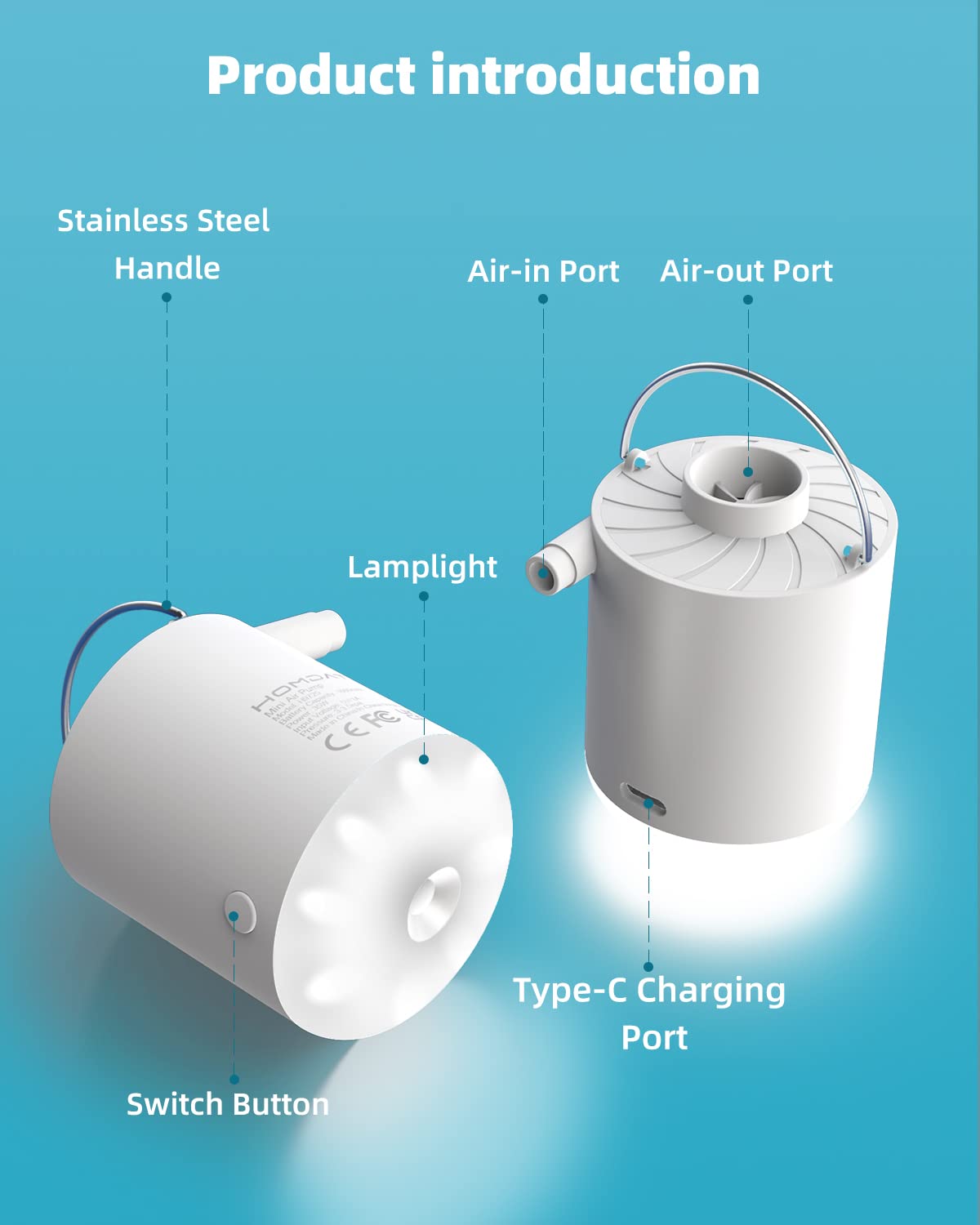 **Mini Portable USB Rechargeable Air Pump for Inflatables - Fast Inflation for Air Mattress, Pool Floats, Inflatable Toys - Perfect for Camping, Travel & Home Use**