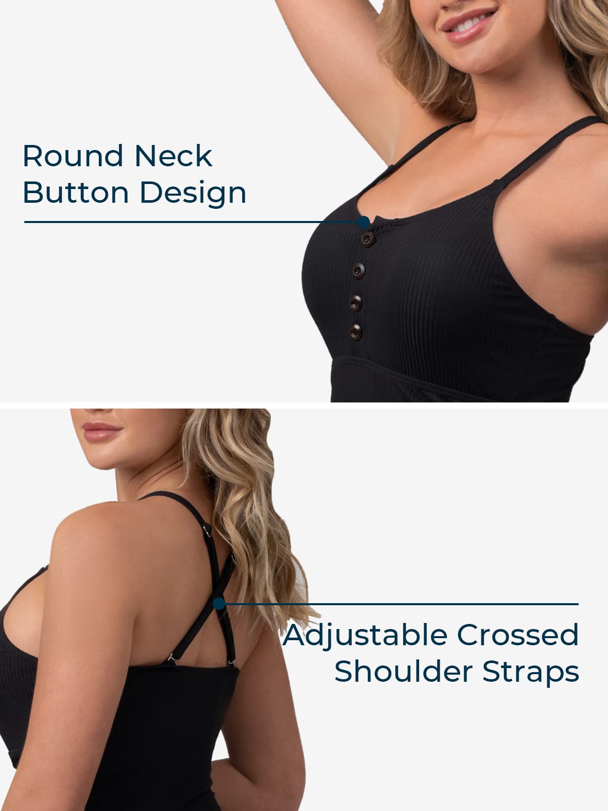 Women's Ribbed One Piece Swimsuits - Button Up Retro Bathing Suit with Tummy Control | Beachwear, Pool Party & Vacation Swimwear