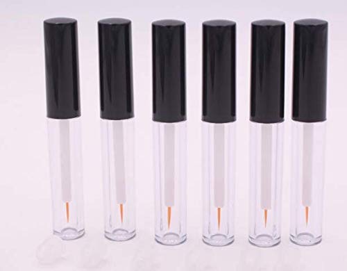 6Pcs 5ML Empty Clear Plastic Eyeliner Tubes with Black Lids & Rubber Plugs - Refillable Mascara Bottles for Eyelash Growth Oil, Eye Gloss & Makeup Storage | Perfect for DIY Beauty, Salon Use & Travel Toiletry Kits