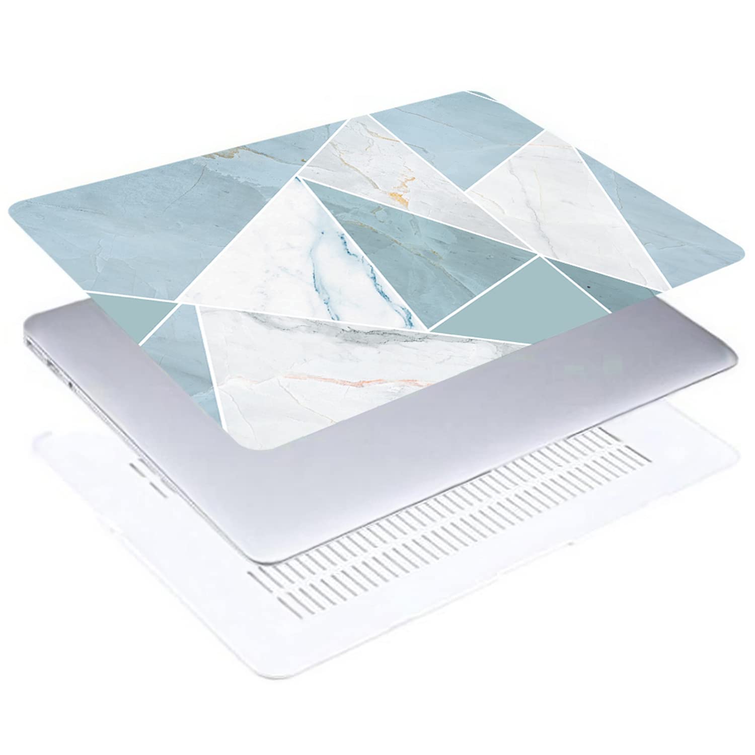 IVY Geometric Marble Hard Shell Case for MacBook Pro Retina 15 (2012-2015, Model A1398) with Keyboard Cover - Stylish Protection for Work, Travel & College