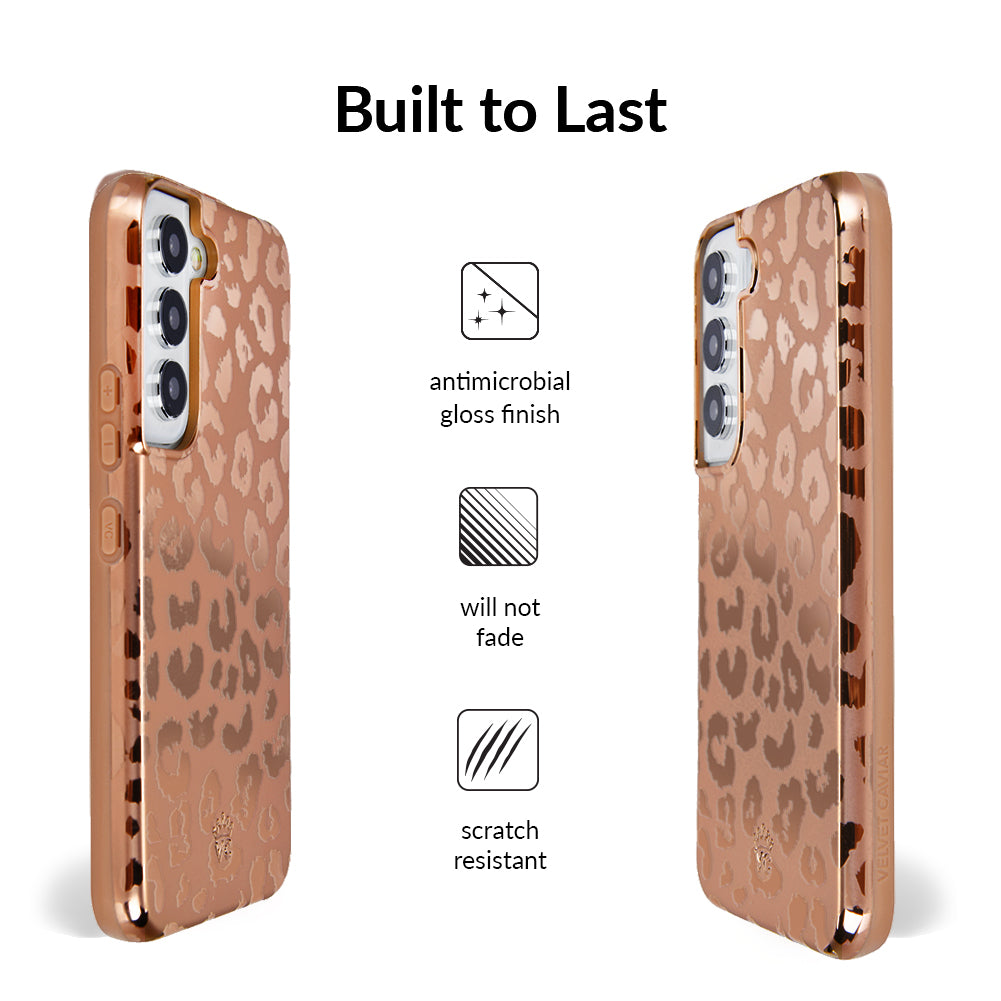 Bronze Chrome Leopard Print Samsung Phone Case - Stylish Protective Cover for Galaxy S21/S20/Note 20 | Perfect for Everyday Use, Travel & Fashion Accessories