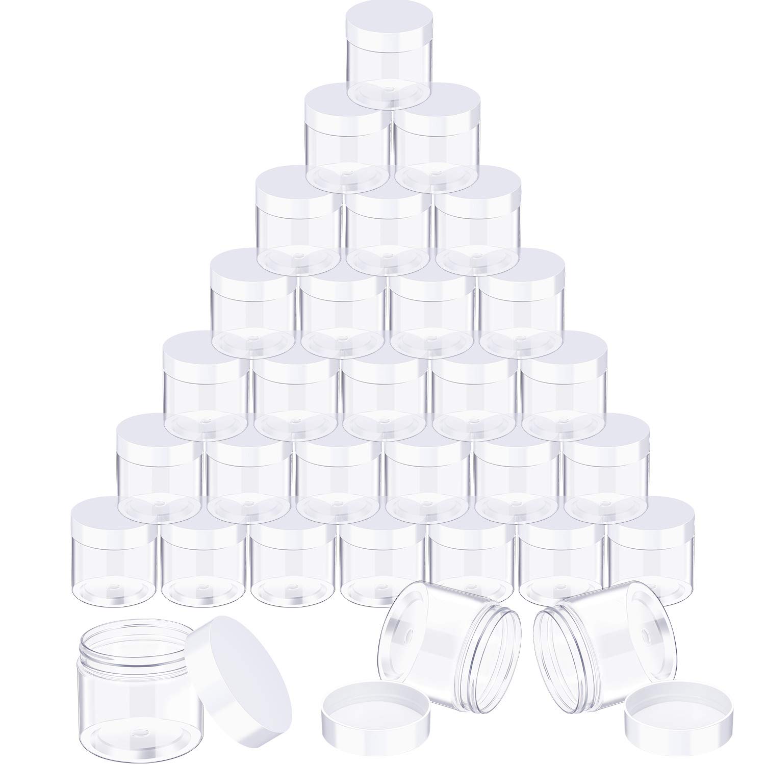SATINIOR 36-Piece Clear Plastic Jars with Lids - 3 oz Airtight Round Containers for Cosmetic Storage, Travel Toiletries, Creams & Makeup | Leakproof Small Jars for Lotions, Ointments, DIY Projects & Craft Supplies (Transparent) - Perfect for Home, Salon & Travel Organization