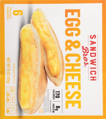 Sandwich Bros. Frozen Egg & Cheese Flatbread Pocket Sandwiches - 6 Pack (13.5 oz) | Quick Breakfast, Lunch or Snack | Perfect for Busy Mornings & On-the-Go Meals