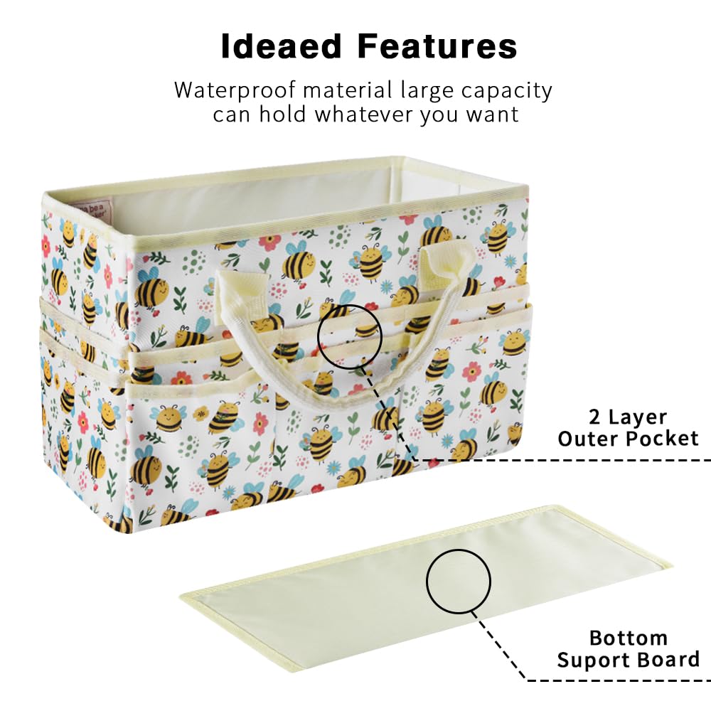 Art and Craft Organizer Tote Bag with Multiple Pockets - White Bee Design Storage Caddy for Art Supplies, Office Organization & DIY Projects | Perfect for Artists, Students & Craft Rooms